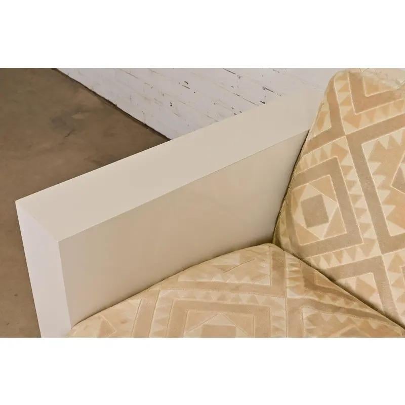 Tissu d'ameublement Milo Baughman pour Thayer Coggin Canapé Tuxedo moderne du milieu du siècle, circa 1970 en vente