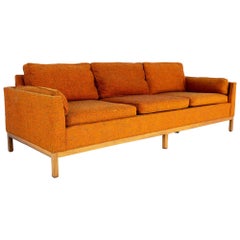 Vintage Milo Baughman for Thayer Coggin Mid Century Orange Tweed Sofa