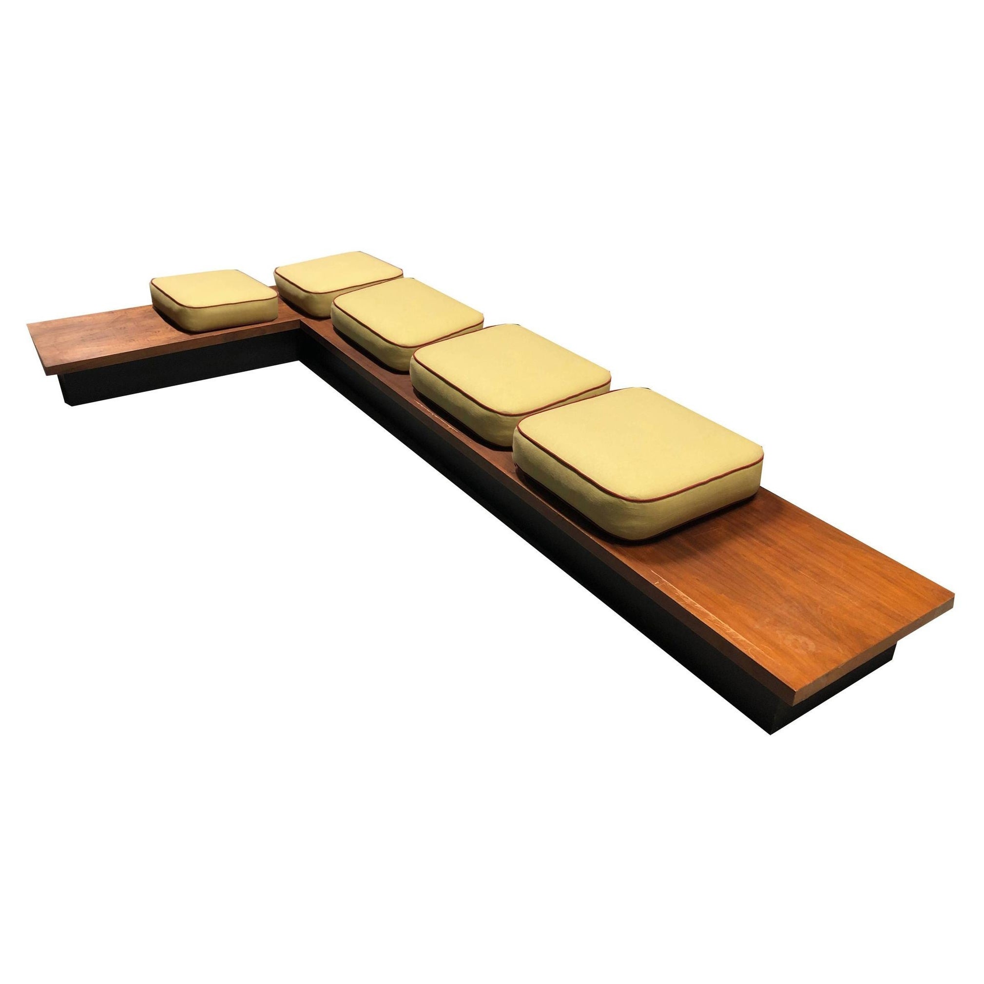 Milo Baughman for Thayer Coggin Mid Century Platform Sofa Walnut Bench