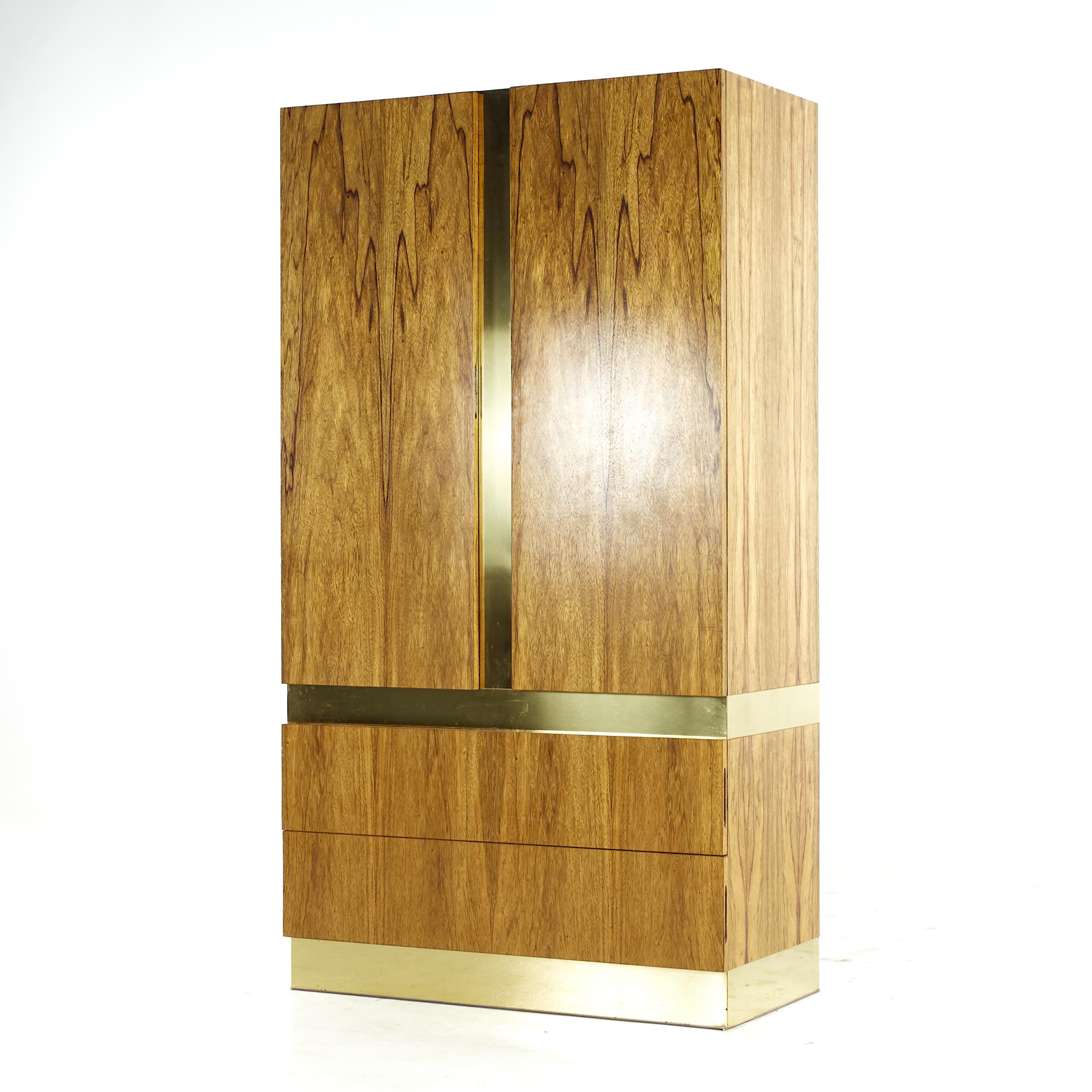 Mid-Century Modern Milo Baughman for Thayer Coggin Midcentury Rosewood and Brass Armoire For Sale