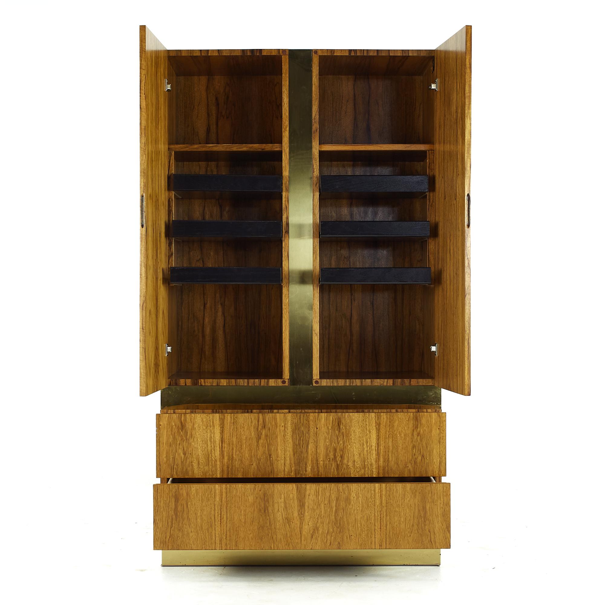 Late 20th Century Milo Baughman for Thayer Coggin Midcentury Rosewood and Brass Armoire For Sale