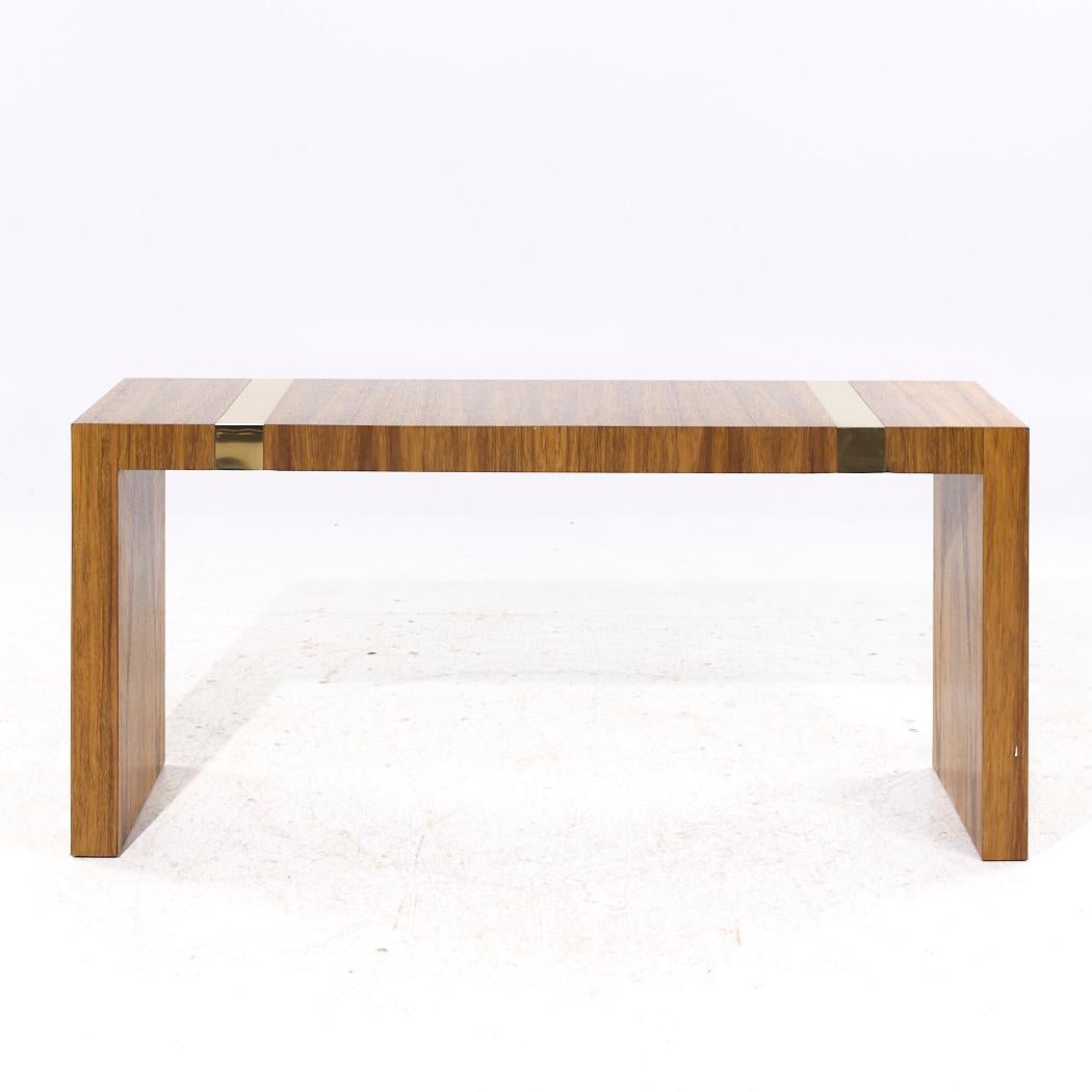 Milo Baughman for Thayer Coggin Mid Century Rosewood and Brass Console Table In Good Condition For Sale In Countryside, IL