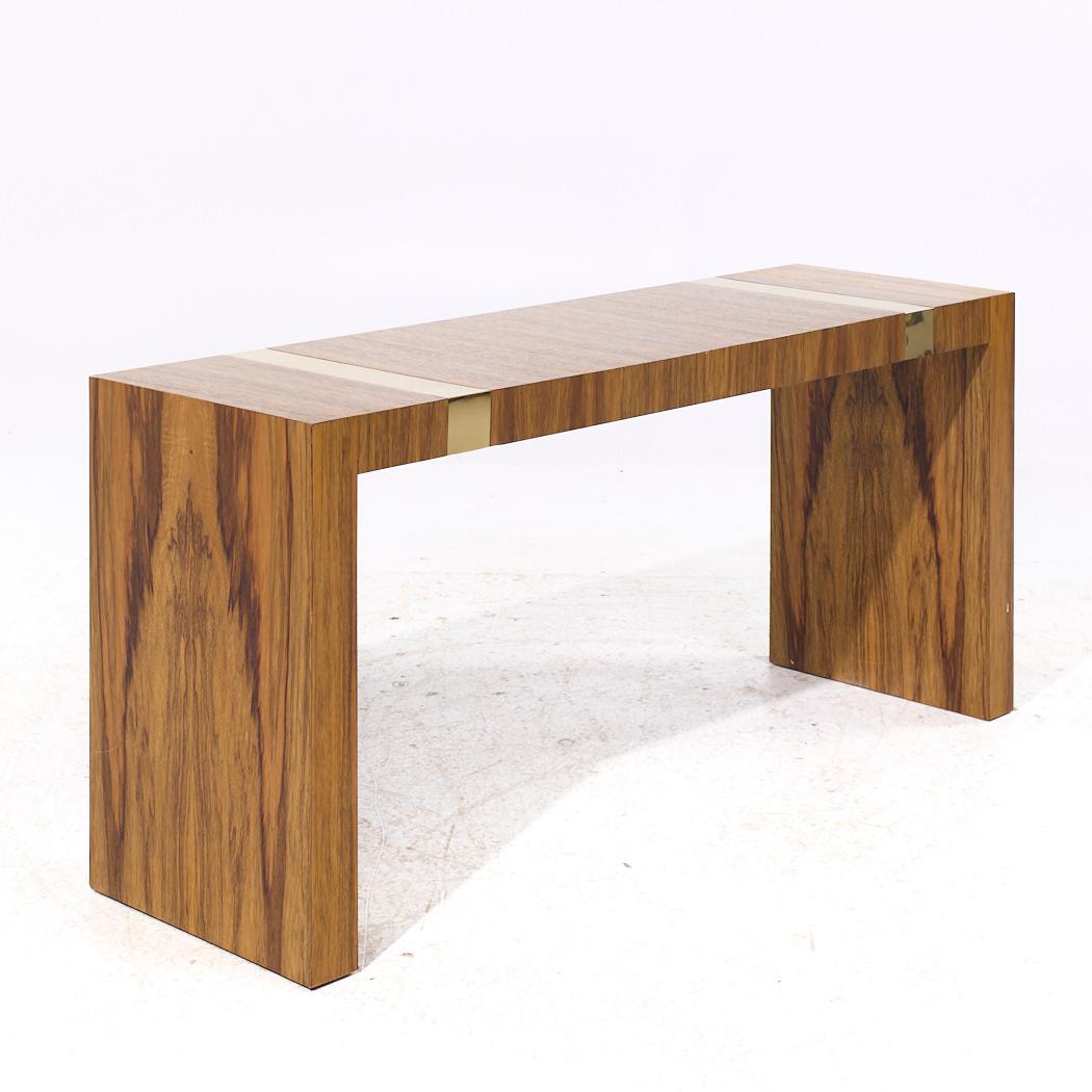 Milo Baughman for Thayer Coggin Mid Century Rosewood and Brass Console Table For Sale 1
