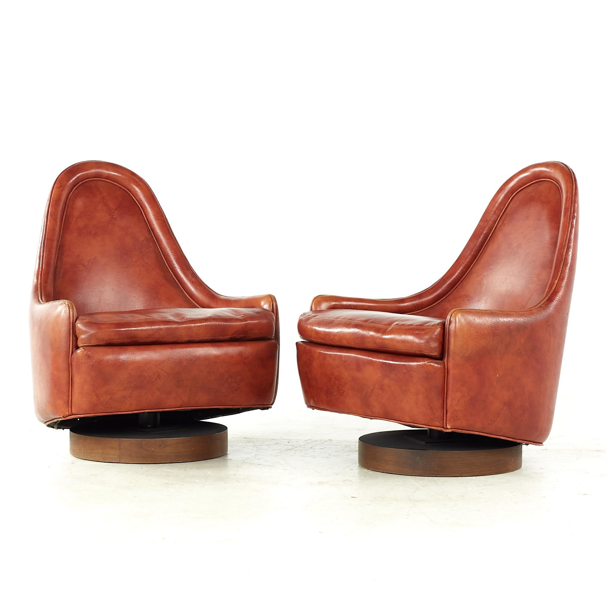 Mid-Century Modern Milo Baughman for Thayer Coggin Mid Century Swivel Lounge Chair - Pair For Sale