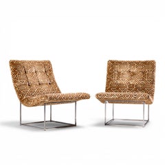 Milo Baughman for Thayer Coggin Mid Century Thin Line Scoop Chairs - Pair