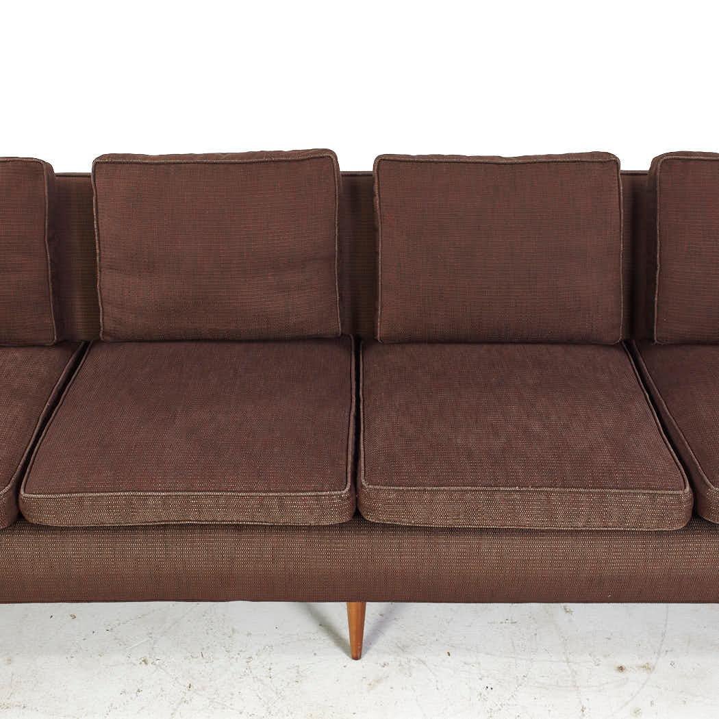 Upholstery Milo Baughman for Thayer Coggin Mid Century Walnut 4 Seat Sofa For Sale