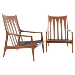 Milo Baughman for Thayer Coggin Mid-Century Walnut Archie Lounge Chairs, a Pair