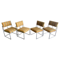 Ensemble de quatre chaises de salle à manger mi-siècle en chrome Milo Baughman pour Thayer Coggin