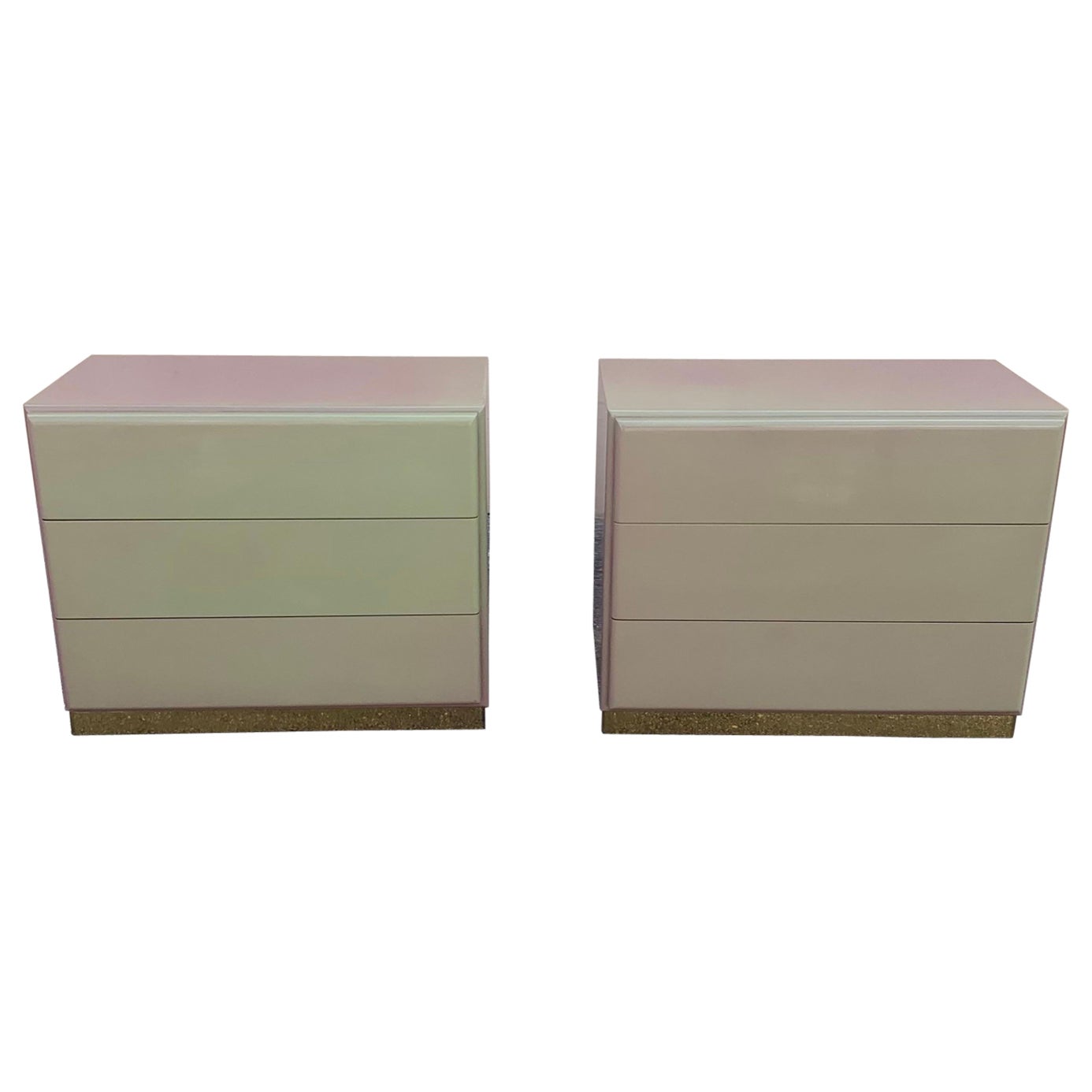 Mesillas de noche Milo Baughman para Thayer Coggin en jade y magenta en venta
