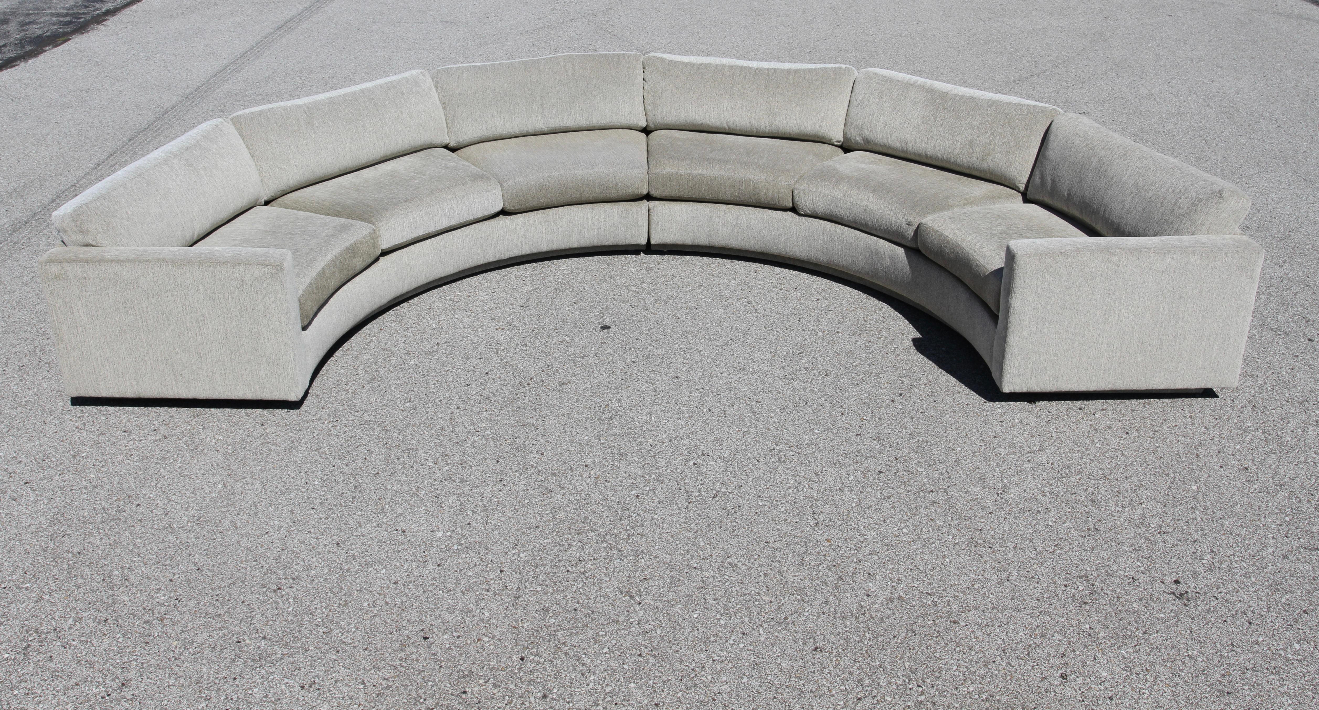 Mid-Century Modern Milo Baughman for Thayer Coggin No.825 Sectional Sofa 2-Pieces form half Circle  For Sale