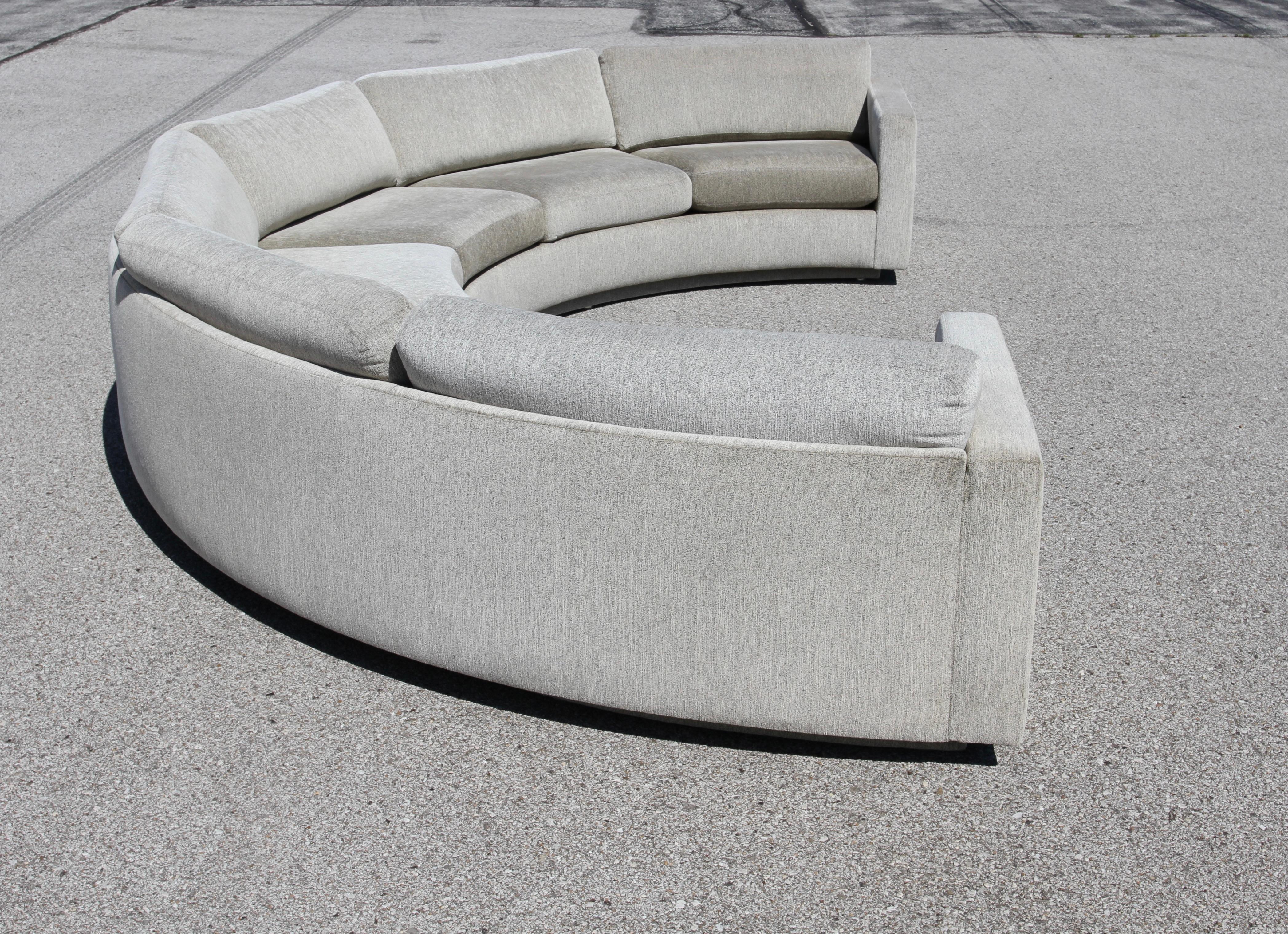 Mid-20th Century Milo Baughman for Thayer Coggin No.825 Sectional Sofa 2-Pieces form half Circle  For Sale