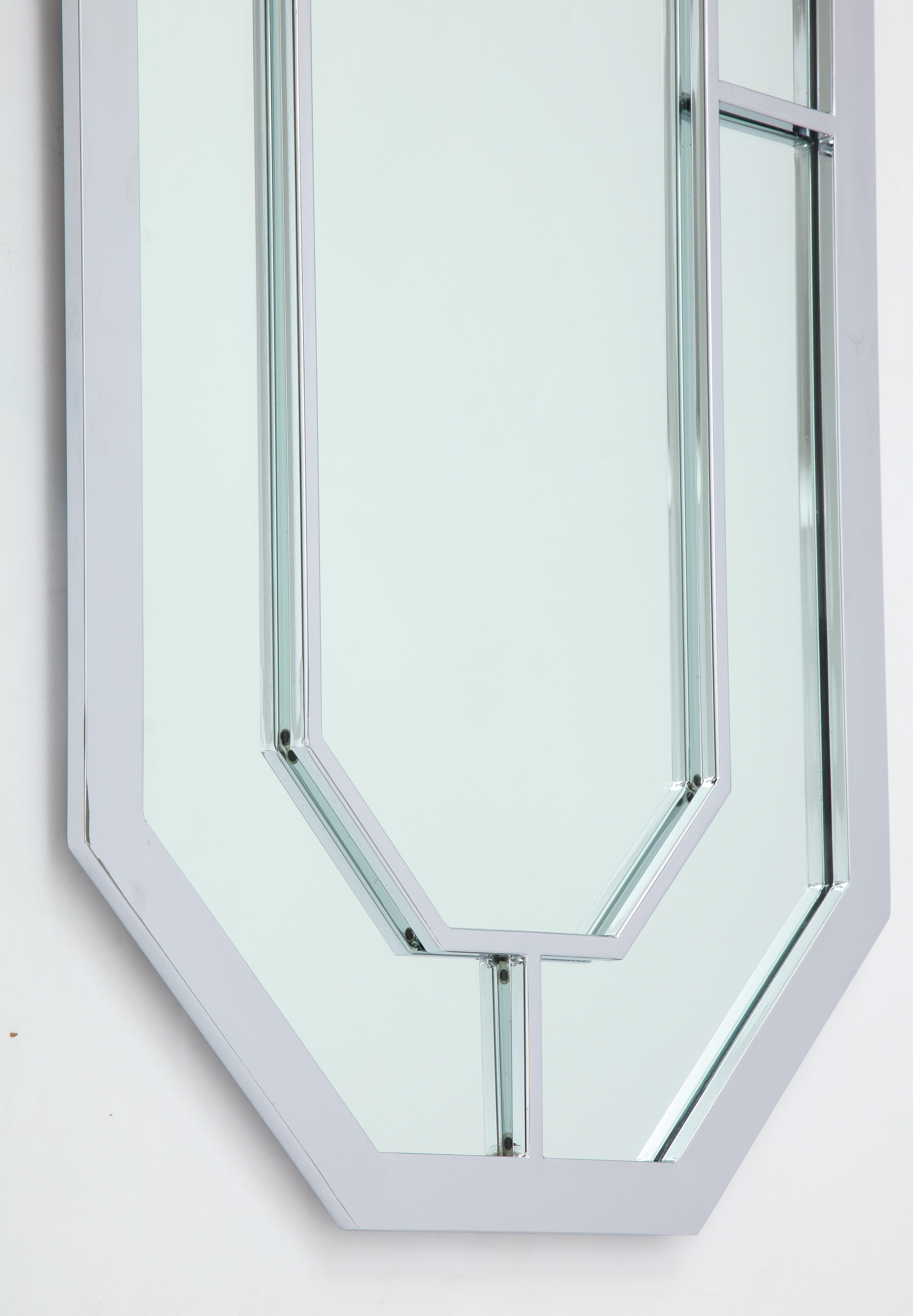 American 1970’s Octagonal Chrome Mirror And Console For Sale