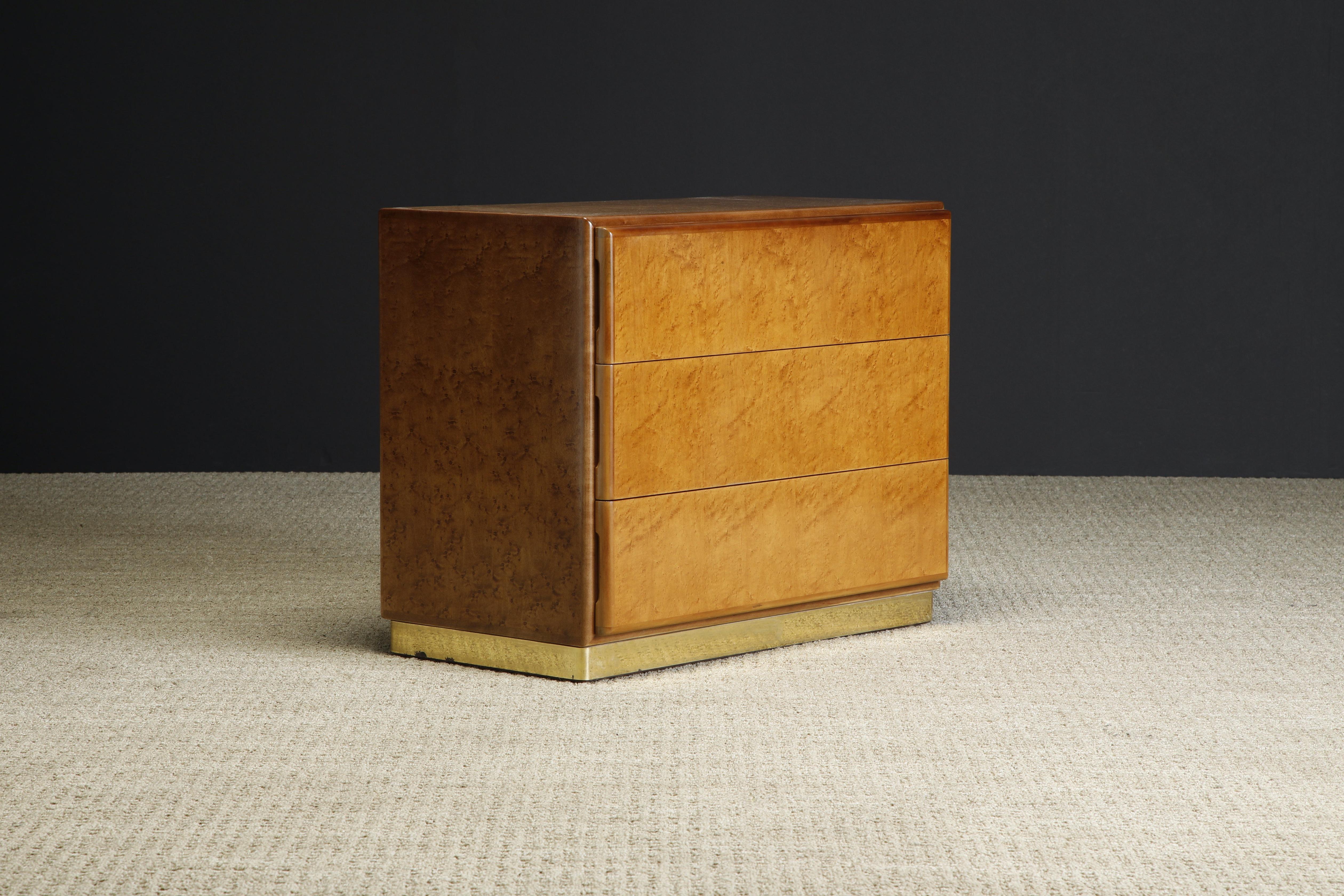 This pair of refinished large nightstands which also function great as end tables or small chests / cabinets are by Milo Baughman for Thayer Coggin. From the 