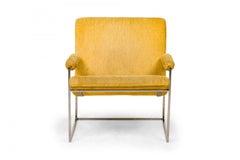 Milo Baughman Scoop Armchair for Thayer Coggin, Pale Yellow Velour