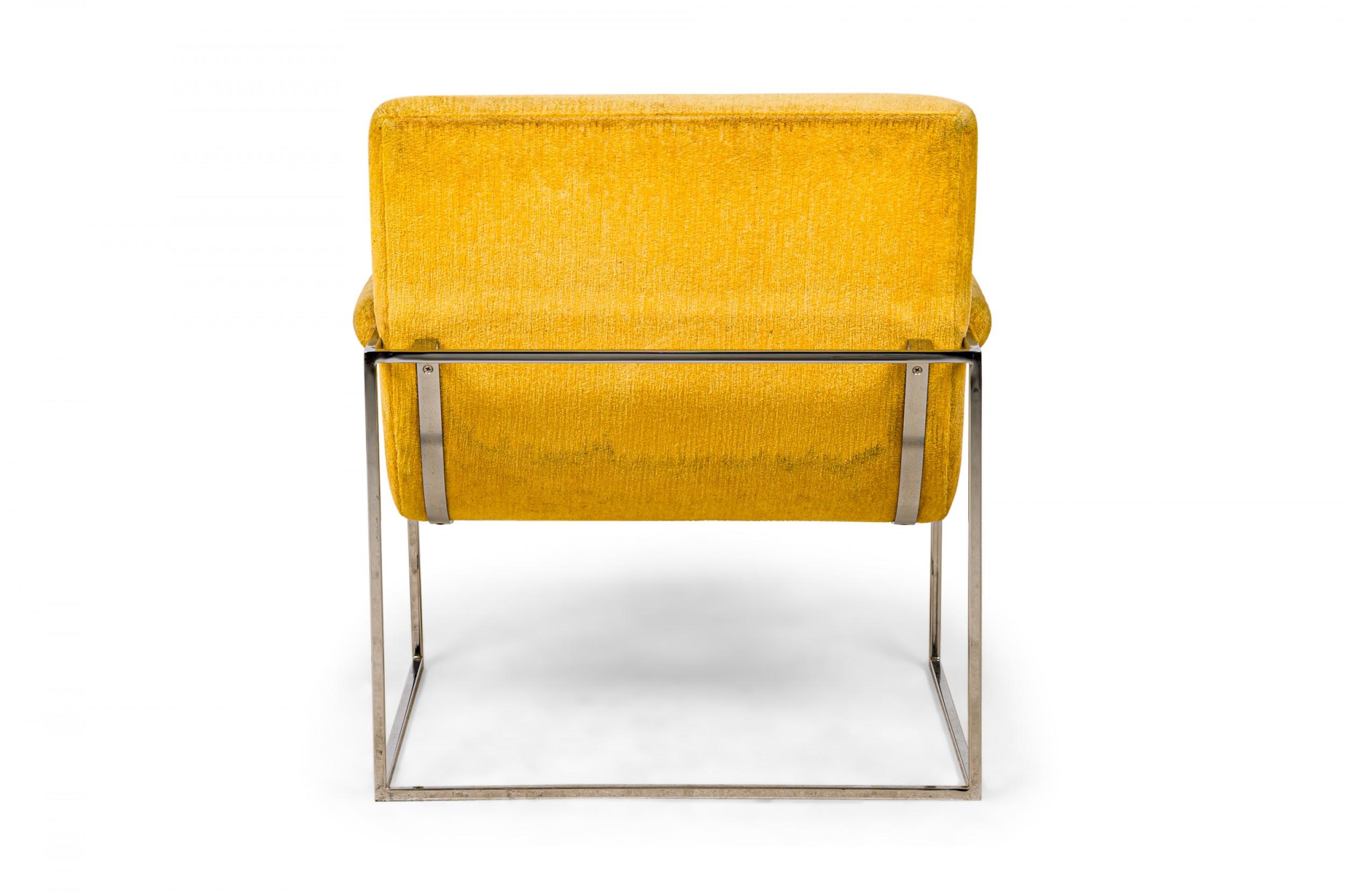 Mid-Century Modern Milo Baughman for Thayer Coggin Pale Yellow Upholstered Scoop Lounge / Armchair For Sale