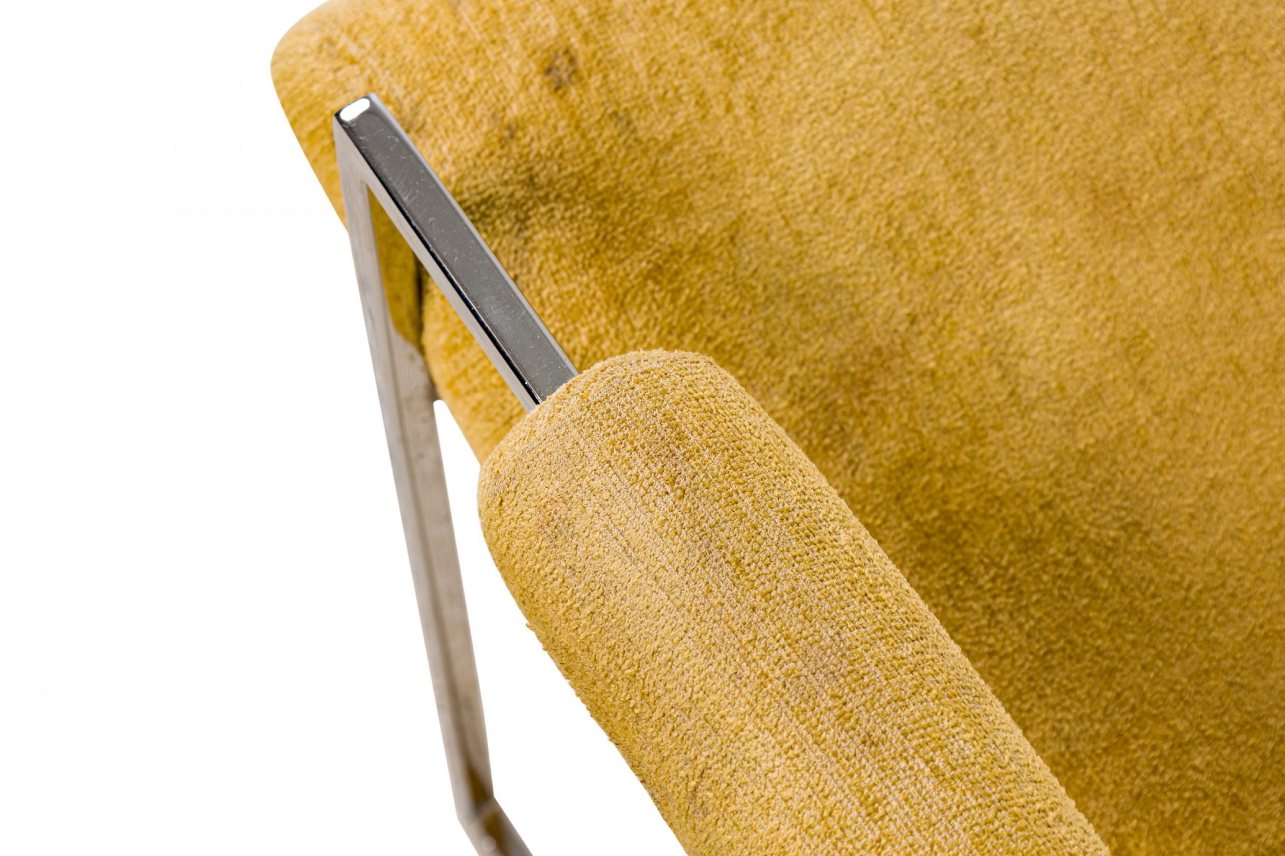 Fauteuil de salon/fauteuil Scoop tapissé jaune pâle Milo Baughman pour Thayer Coggin en vente 1