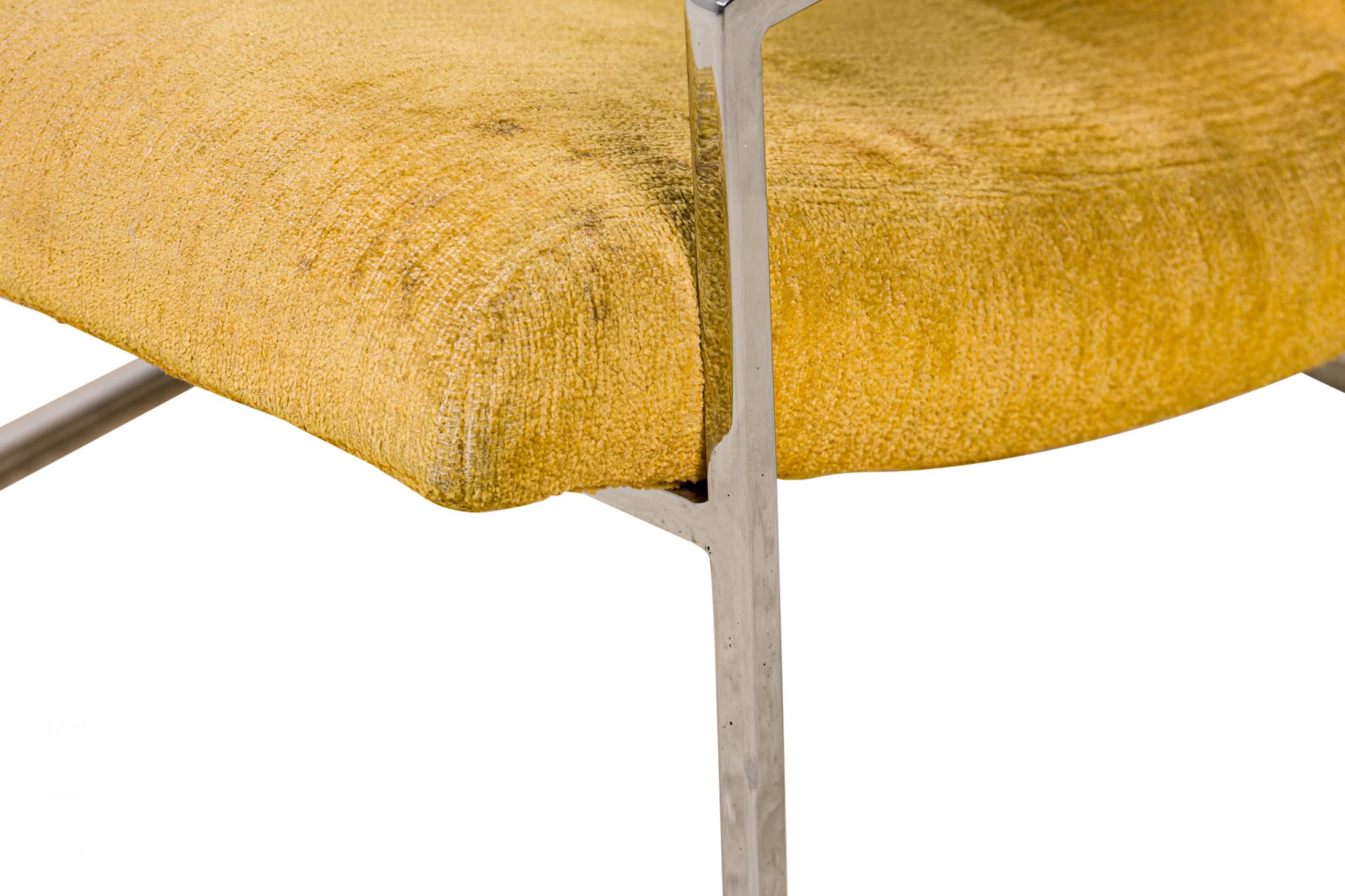 Fauteuil de salon/fauteuil Scoop tapissé jaune pâle Milo Baughman pour Thayer Coggin en vente 2
