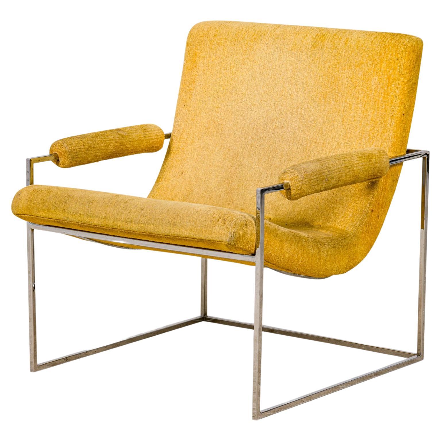 Milo Baughman for Thayer Coggin Pale Yellow Upholstered Scoop Lounge / Armchair