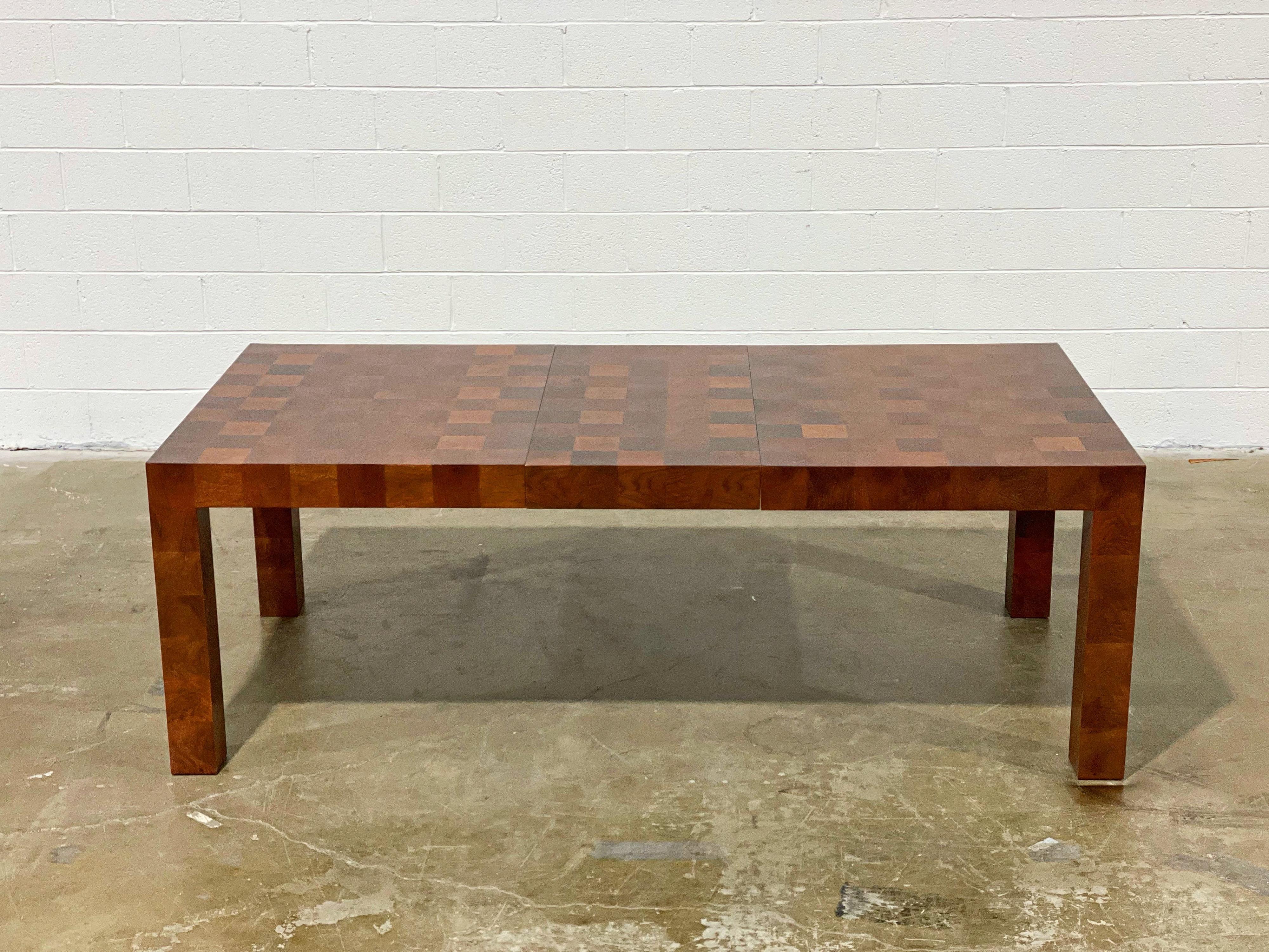 Late 20th Century Milo Baughman for Thayer Coggin Parsons Dining Table in Patchwork Walnut Burl
