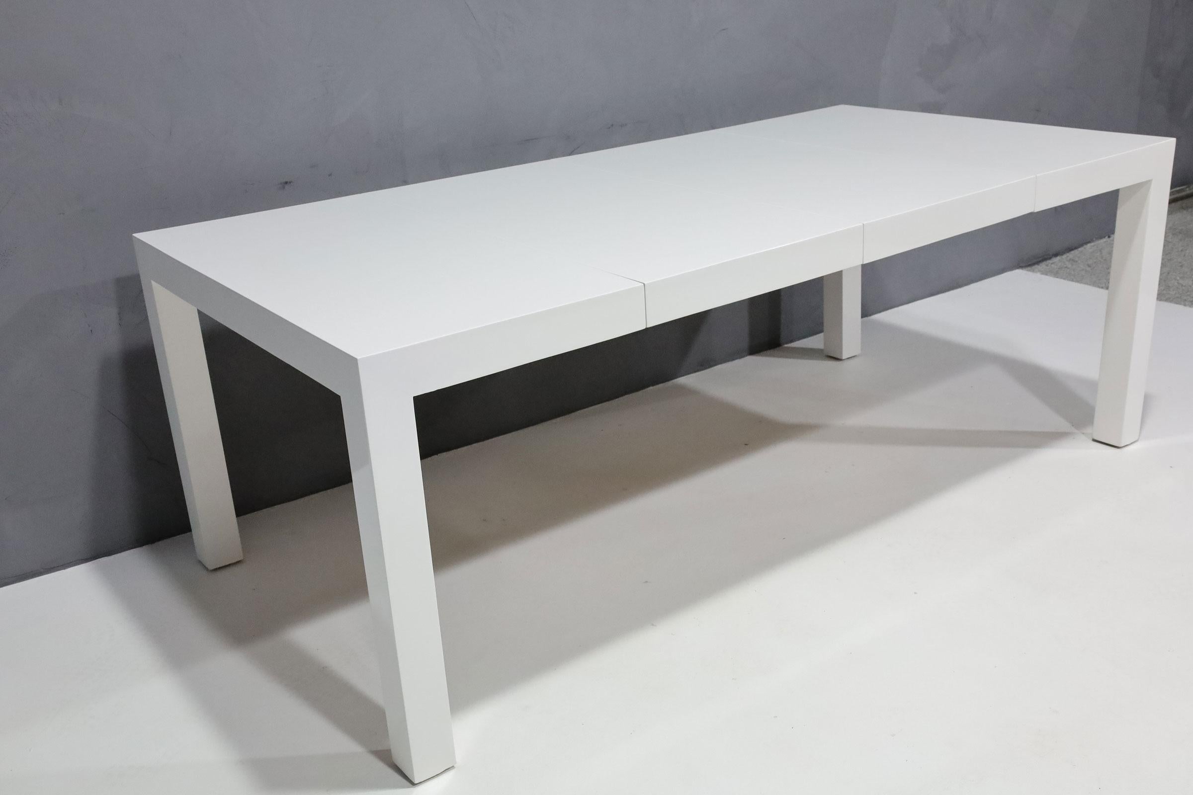 Mid-Century Modern Milo Baughman for Thayer Coggin Parsons Style Dining Table in White Lacquer For Sale