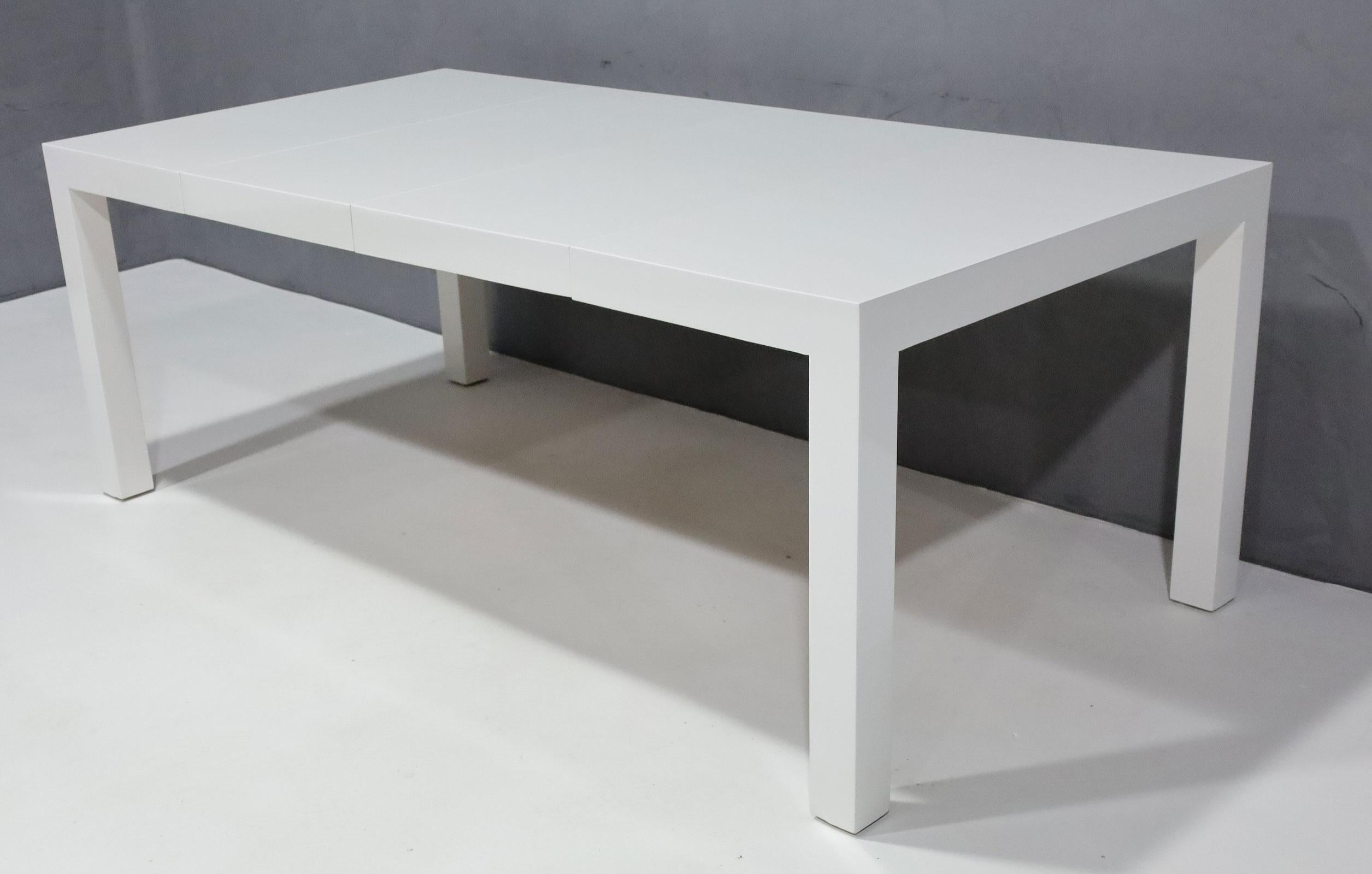 American Milo Baughman for Thayer Coggin Parsons Style Dining Table in White Lacquer For Sale