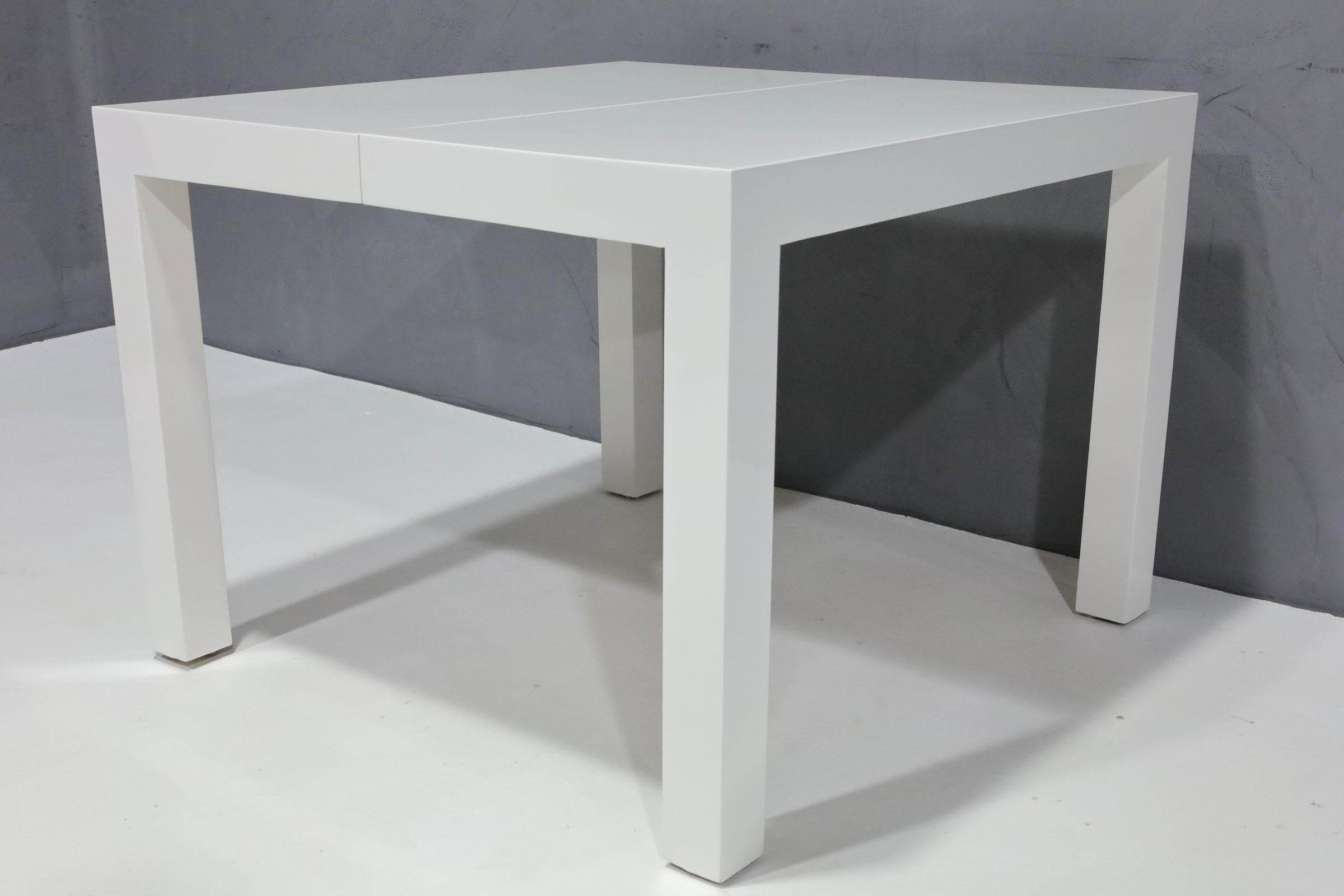Wood Milo Baughman for Thayer Coggin Parsons Style Dining Table in White Lacquer For Sale
