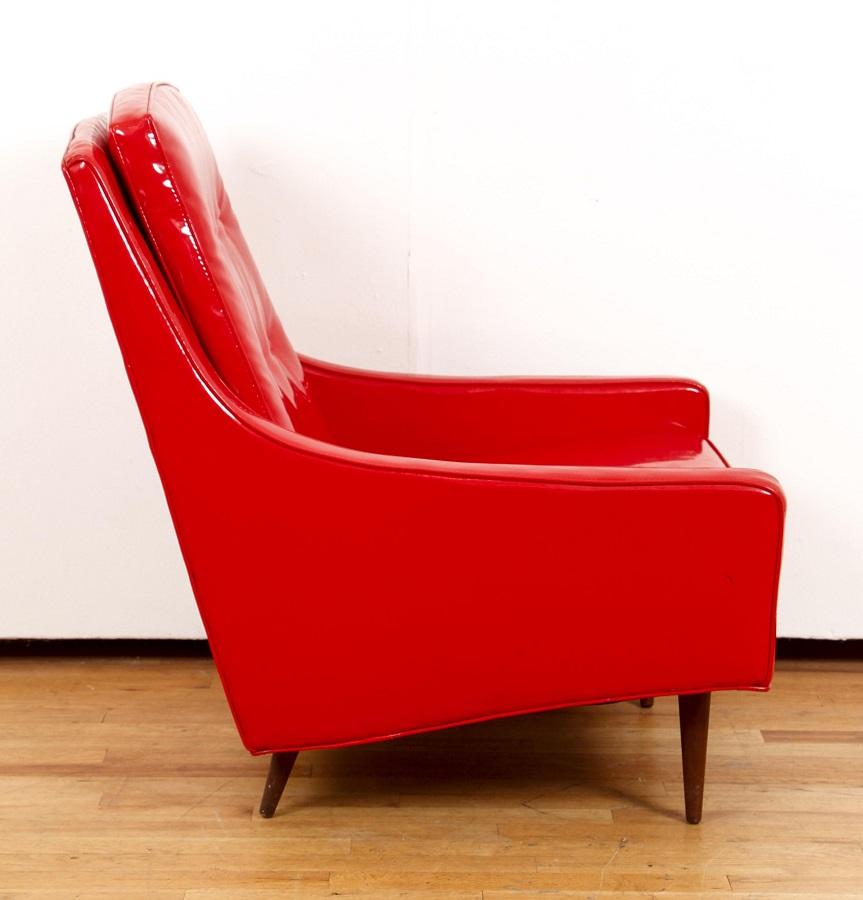 Mid-Century Modern Milo Baughman for Thayer Coggin Red Vinyl Lounge Chair For Sale