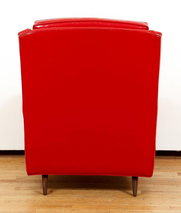 Milo Baughman for Thayer Coggin Red Vinyl Lounge Chair In Good Condition For Sale In New York, NY