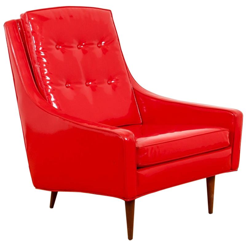 Milo Baughman for Thayer Coggin Red Vinyl Lounge Chair