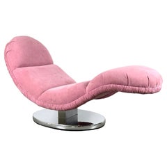 Milo Baughman for Thayer Coggin Rocking Wave Chaise Lounge Chair on Oval Chrome