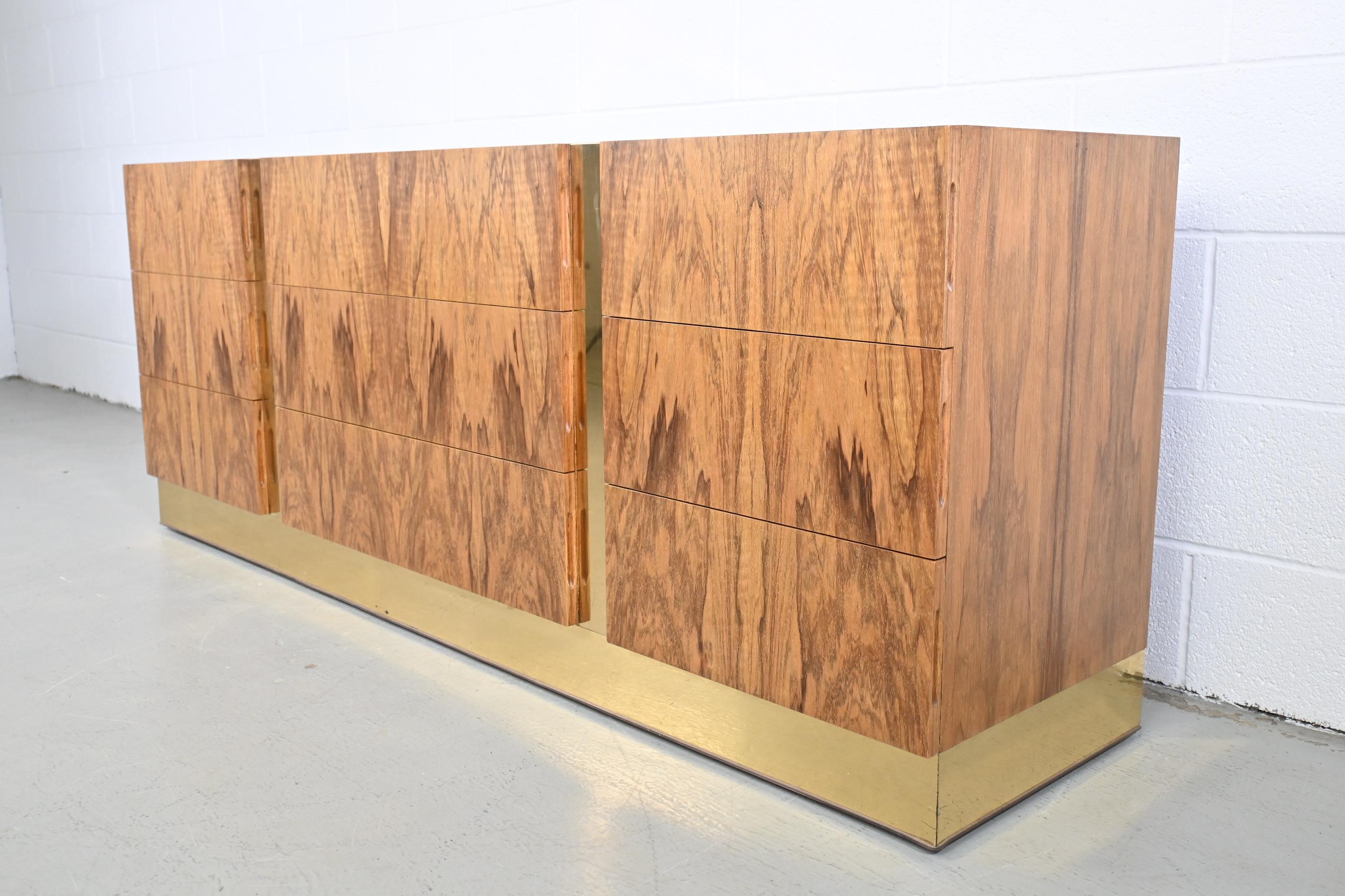 Mid-Century Modern Milo Baughman for Thayer Coggin Rosewood and Brass Long Dresser