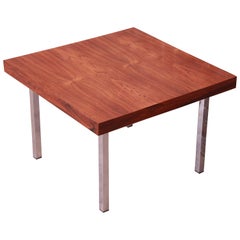 Milo Baughman for Thayer Coggin Rosewood and Chrome Side Table, Newly Restored