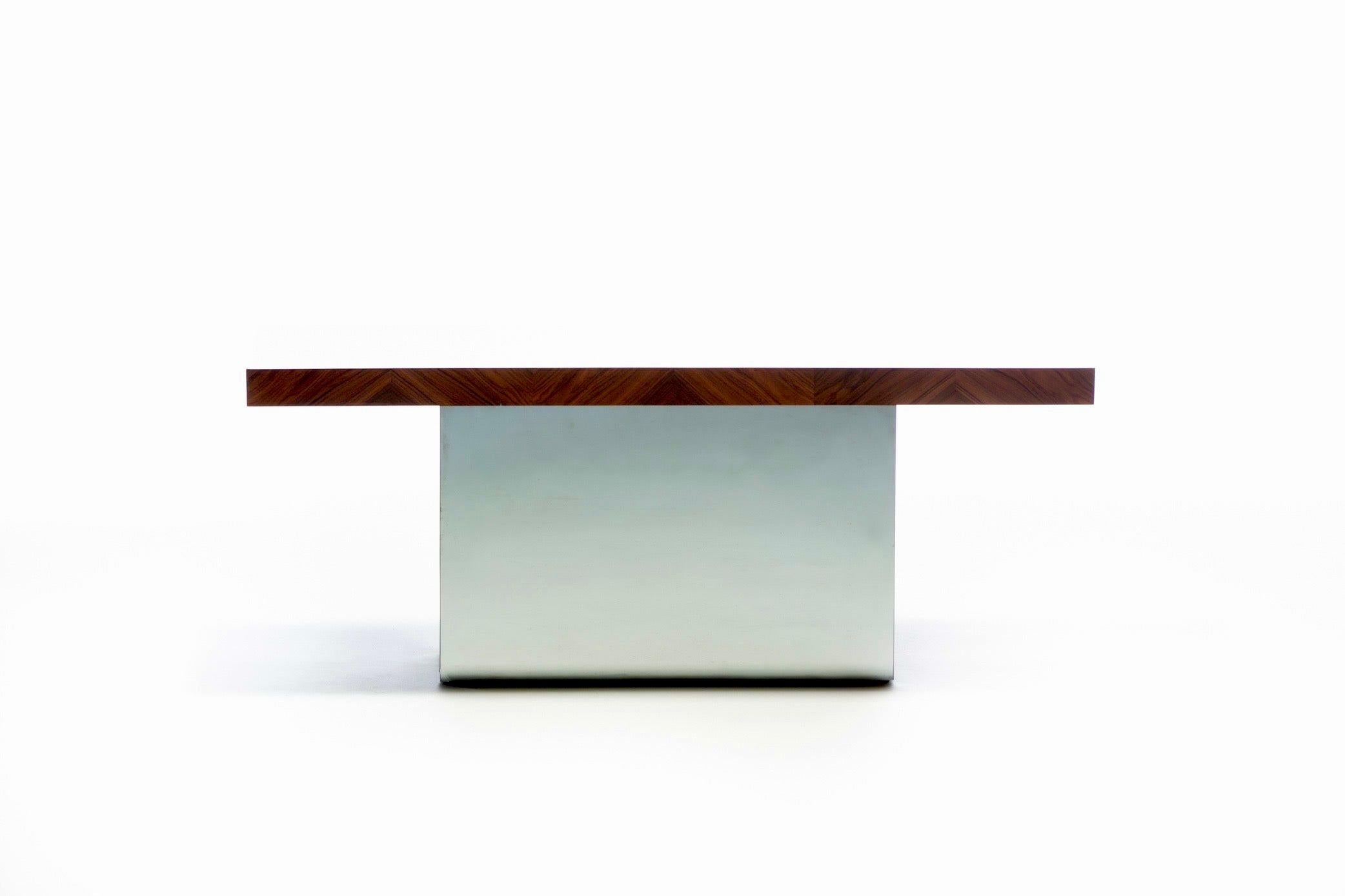 Milo Baughman for Thayer Coggin Rosewood and Mirror Chrome Console, c. 1970s 1