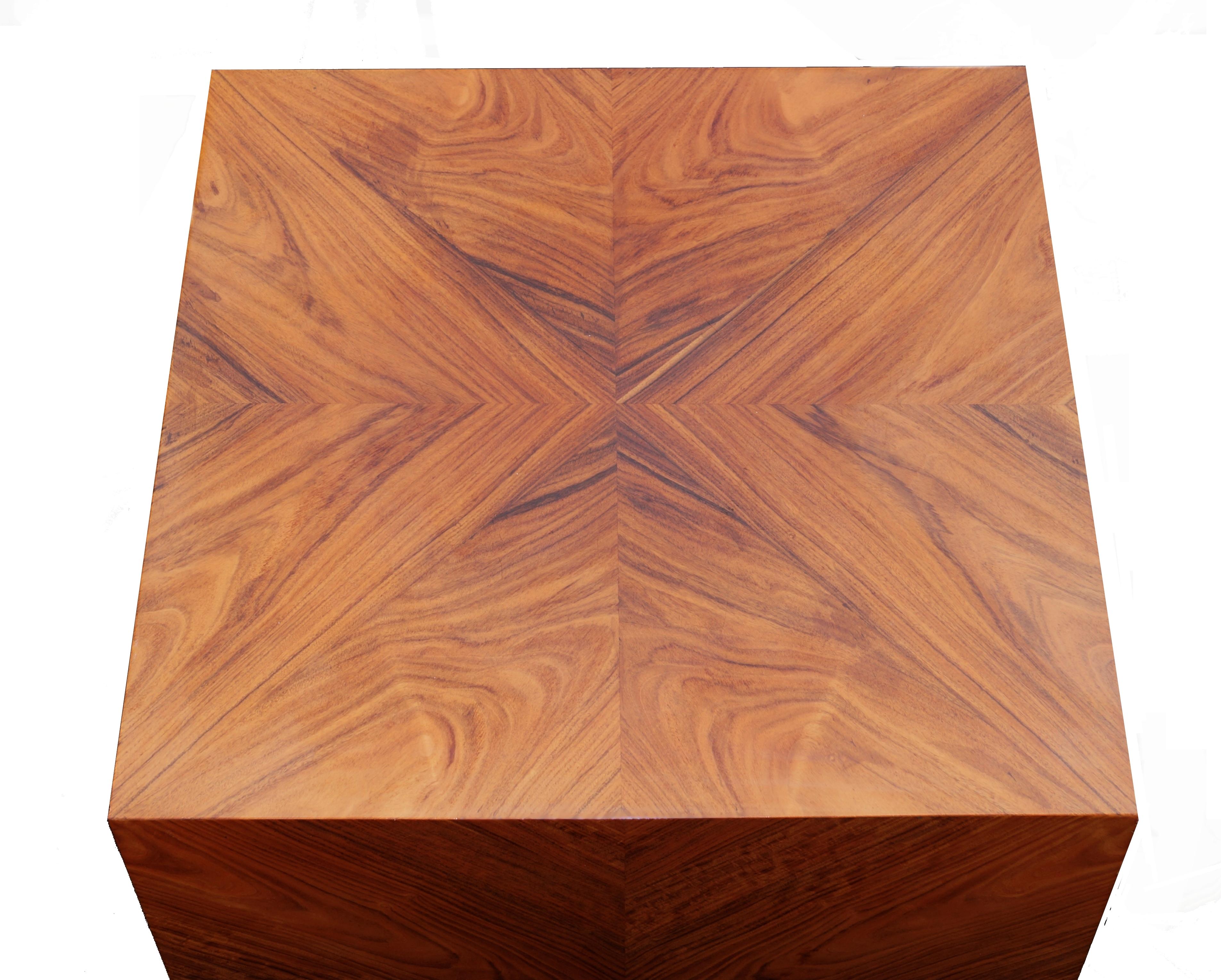 Late 20th Century Milo Baughman for Thayer Coggin Rosewood Bookmatched Side End Table Pedestal