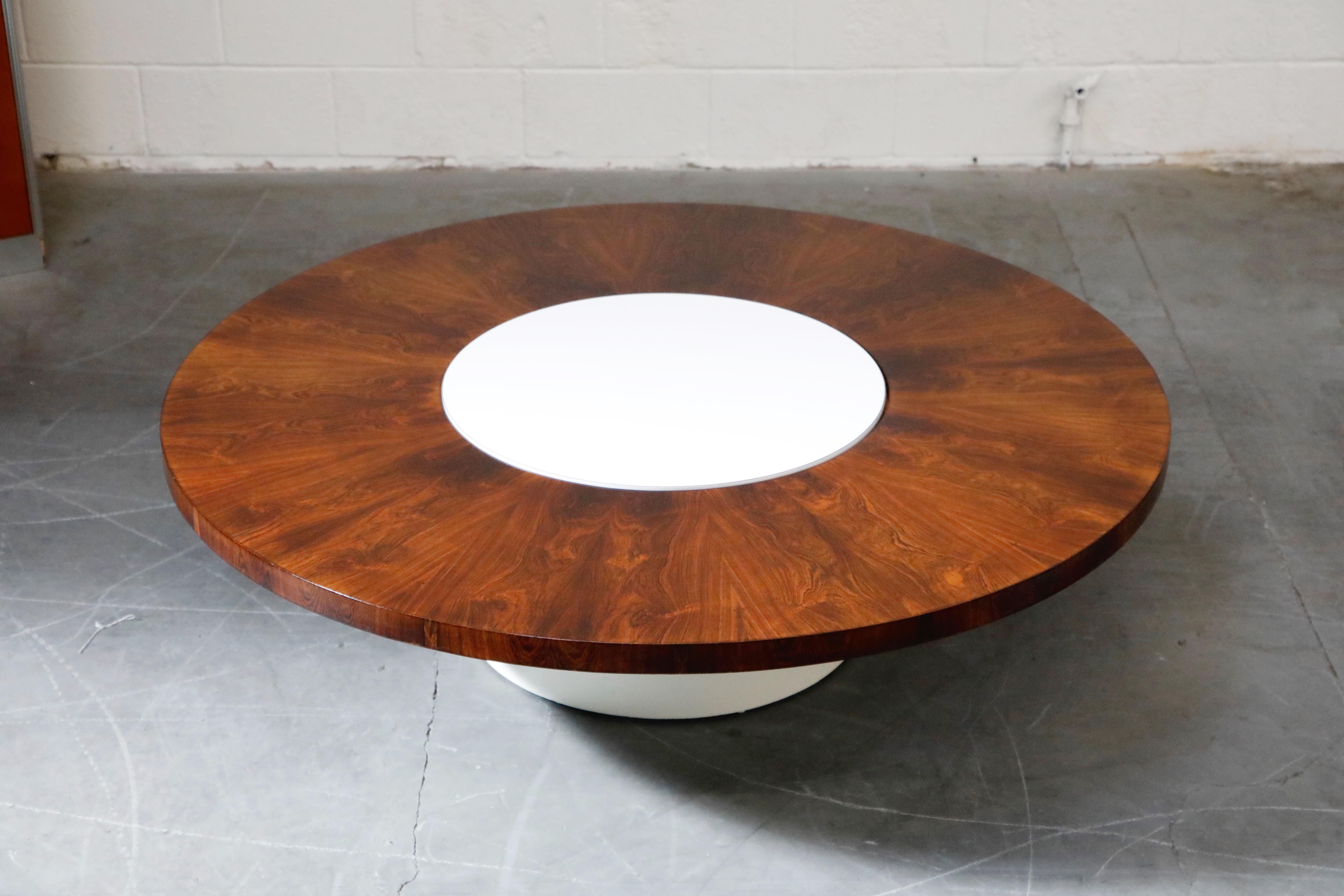 American Milo Baughman for Thayer Coggin Rosewood Lazy Susan Rotating Coffee Table, 1968