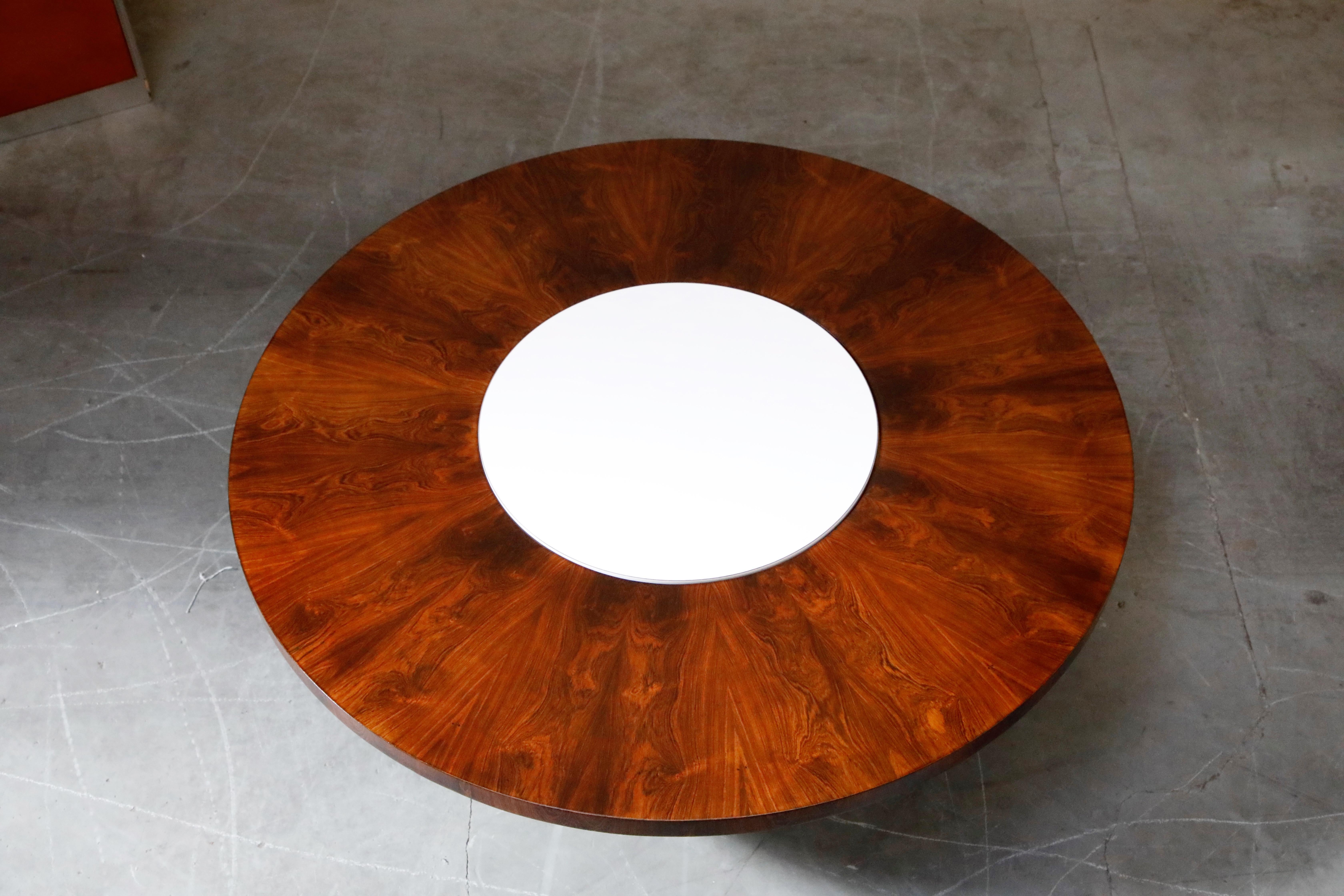 Mid-20th Century Milo Baughman for Thayer Coggin Rosewood Lazy Susan Rotating Coffee Table, 1968