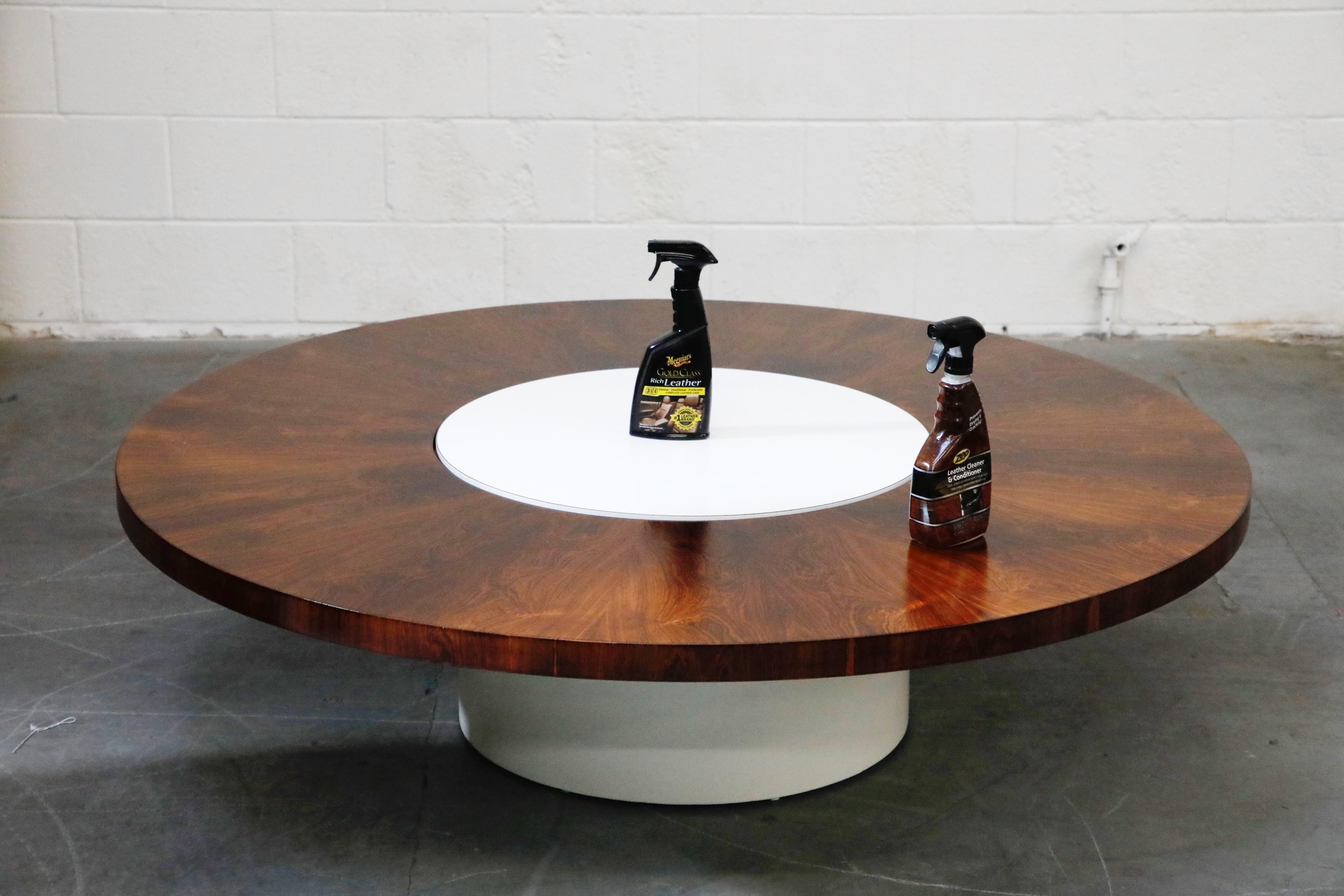 Laminate Milo Baughman for Thayer Coggin Rosewood Lazy Susan Rotating Coffee Table, 1968