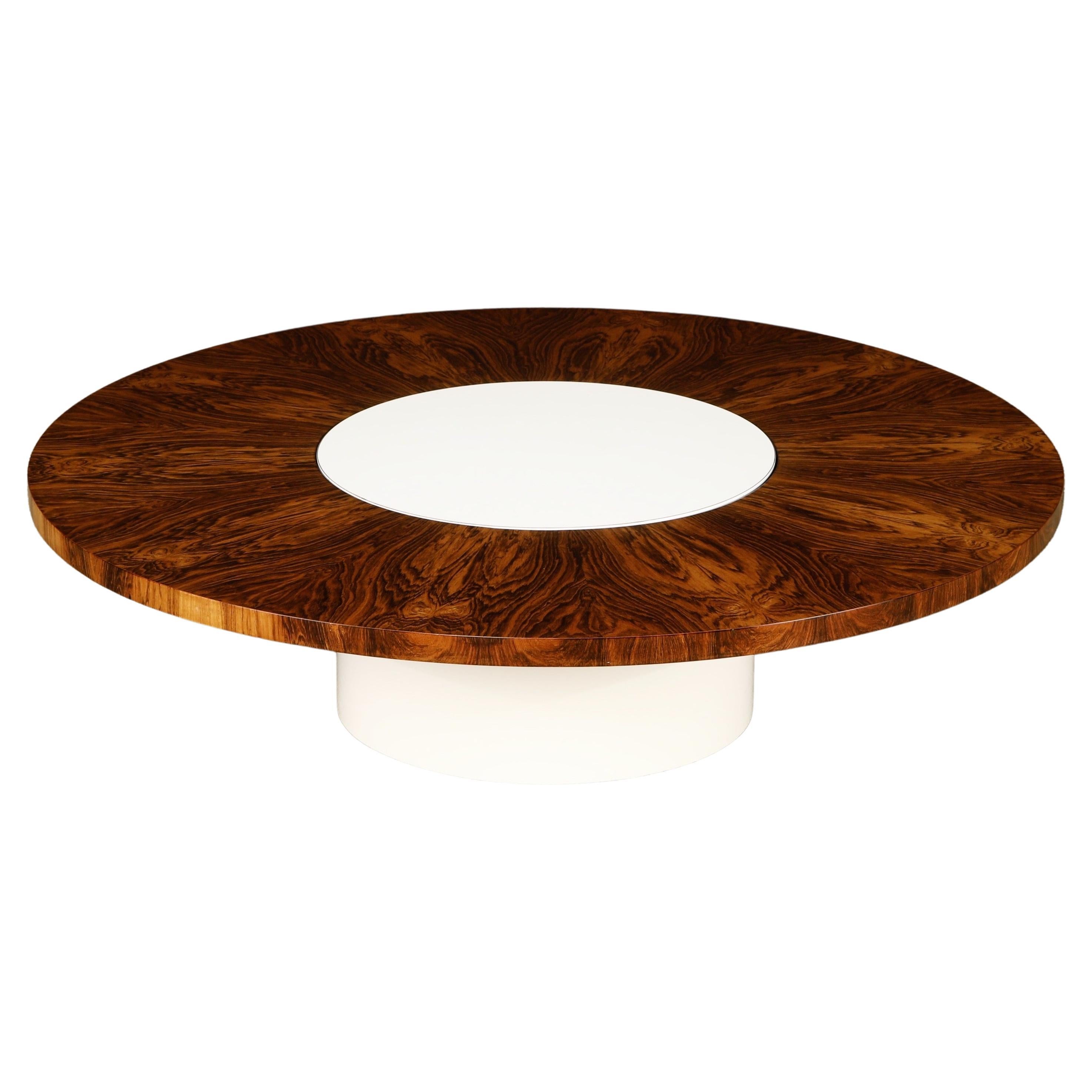 Milo Baughman para Thayer Coggin Mesa de centro giratoria Lazy Susan de palisandro, 1968