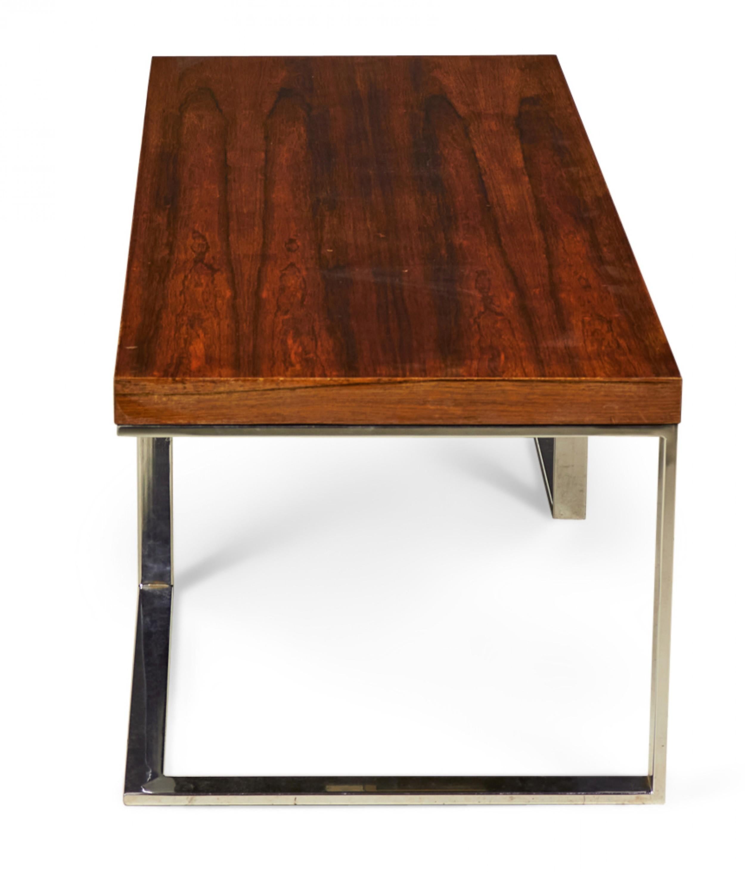 Steel Milo Baughman for Thayer Coggin Rosewood 'Minimalist' Cocktail / Coffee Table For Sale