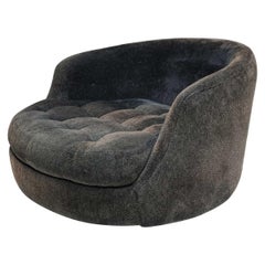 Milo Baughman for Thayer Coggin Satellite Swivel Chair in Black Chenille