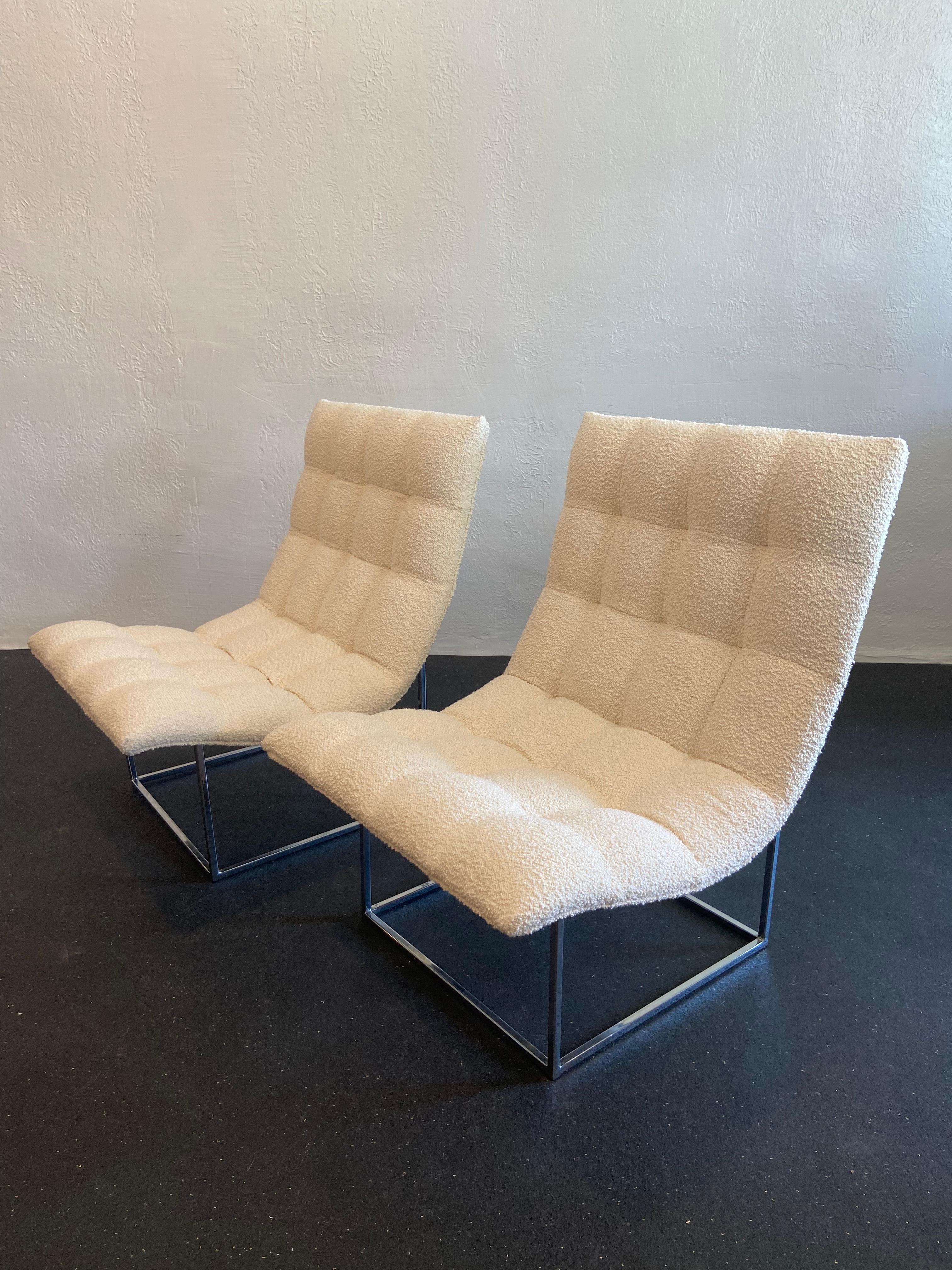 Mid-Century Modern Milo Baughman For Thayer Coggin Scoop Lounge Chairs- A Pair For Sale