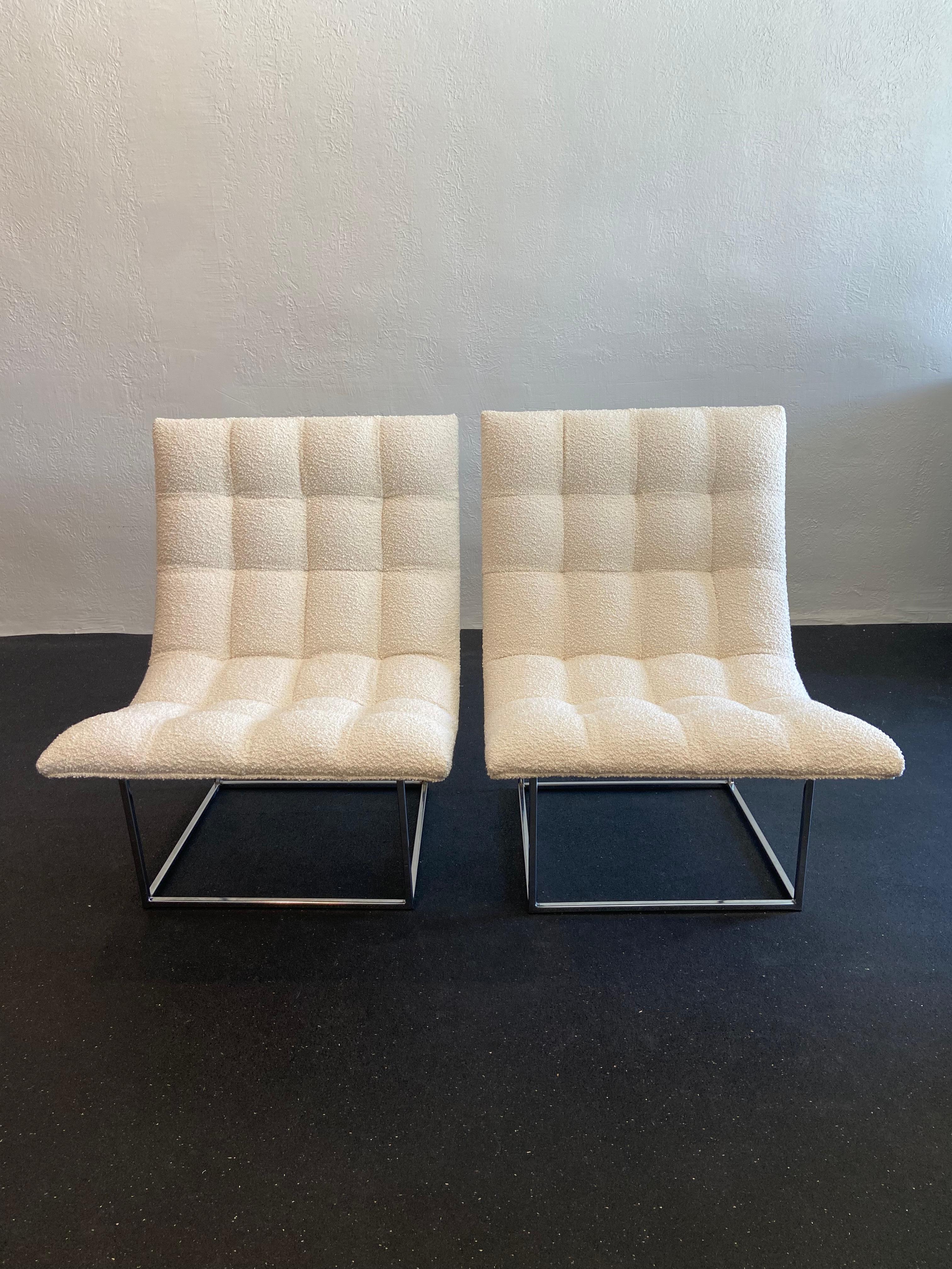 North American Milo Baughman For Thayer Coggin Scoop Lounge Chairs- A Pair For Sale