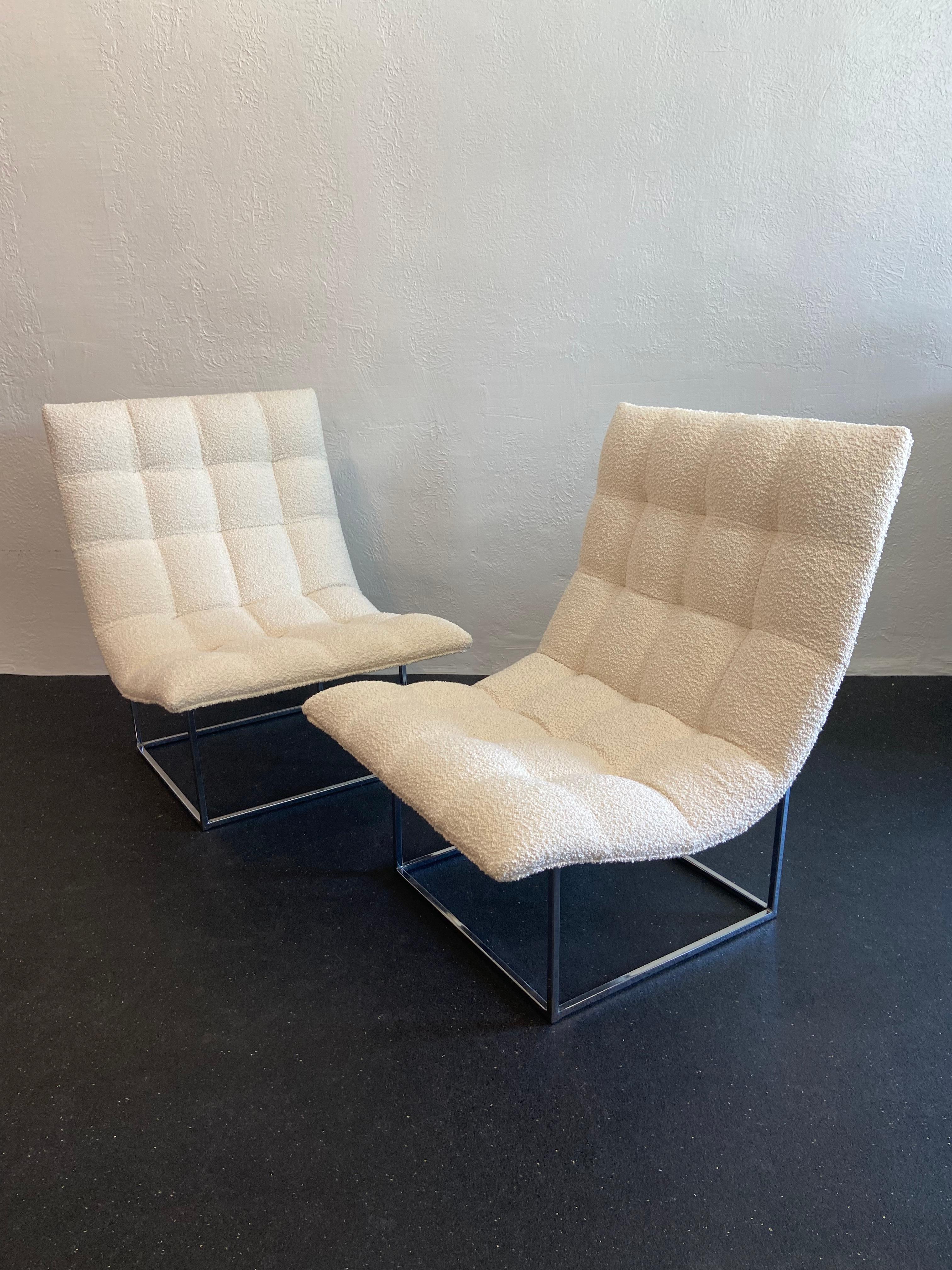 Milo Baughman For Thayer Coggin Scoop Lounge Chairs- A Pair In Good Condition For Sale In West Palm Beach, FL