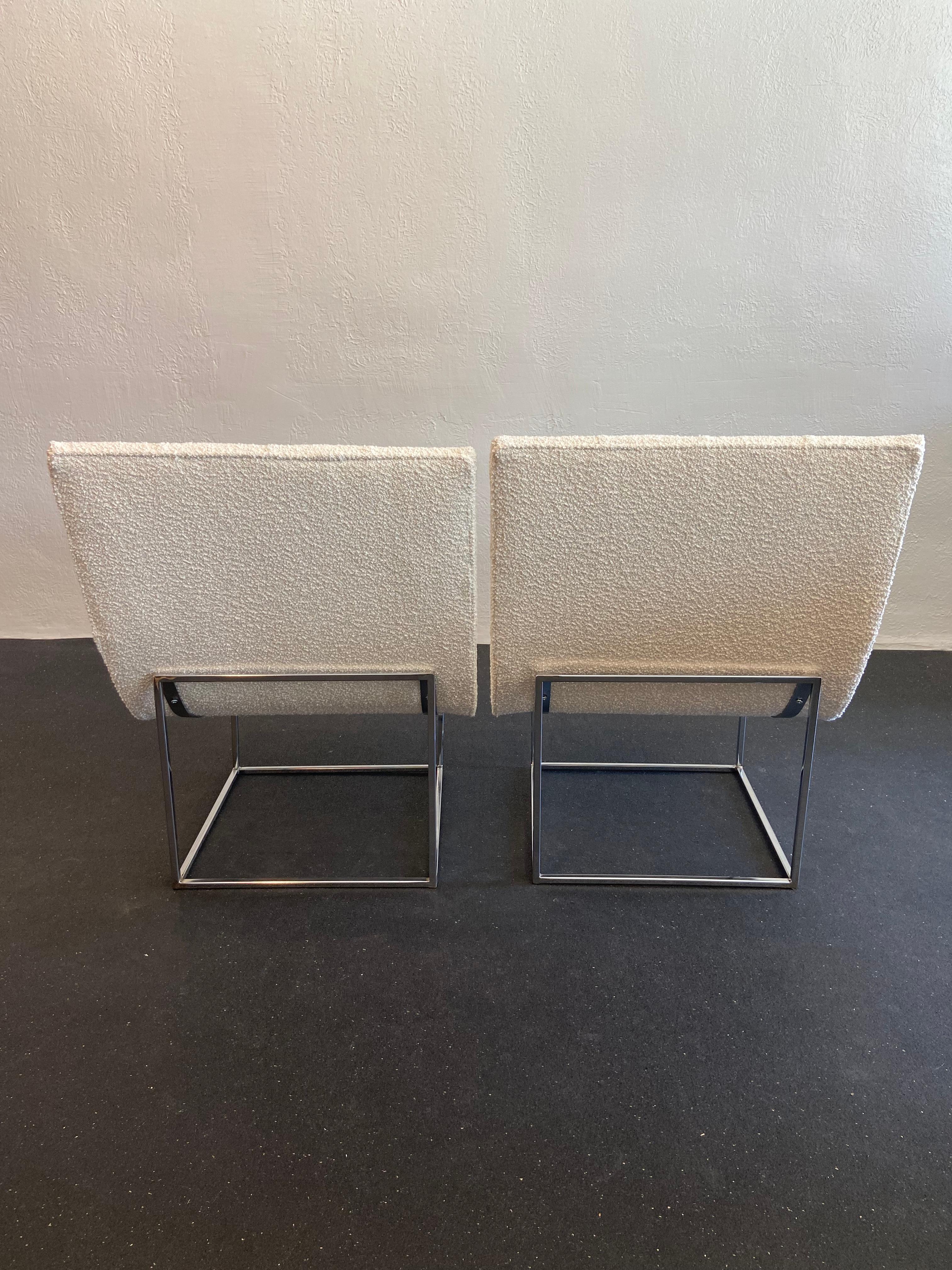 Bouclé Milo Baughman For Thayer Coggin Scoop Lounge Chairs- A Pair For Sale