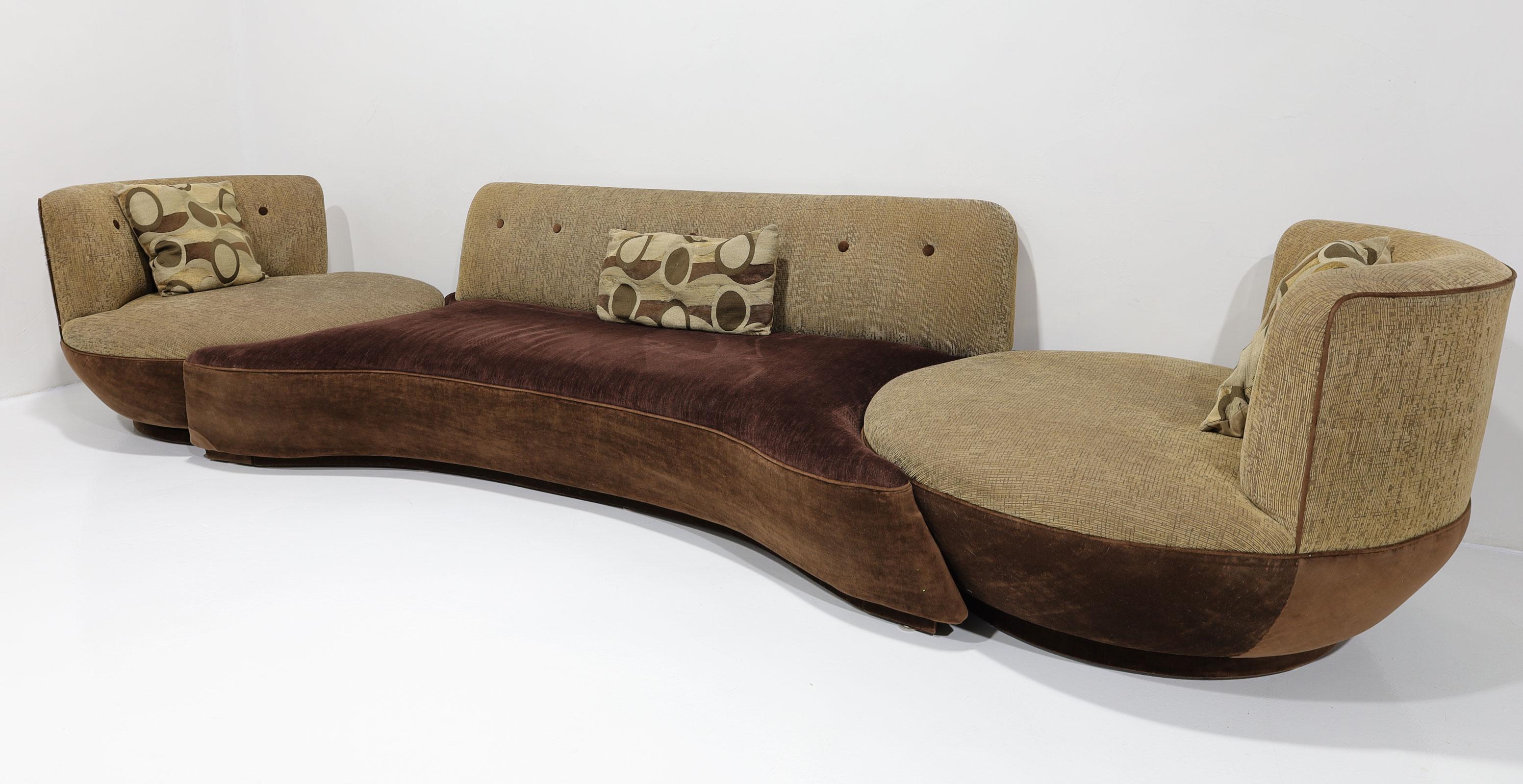 Milo Baughman für Thayer Coggin: Sechsteiliges Sofa und passende Drehstühle im Zustand „Gut“ im Angebot in Dallas, TX