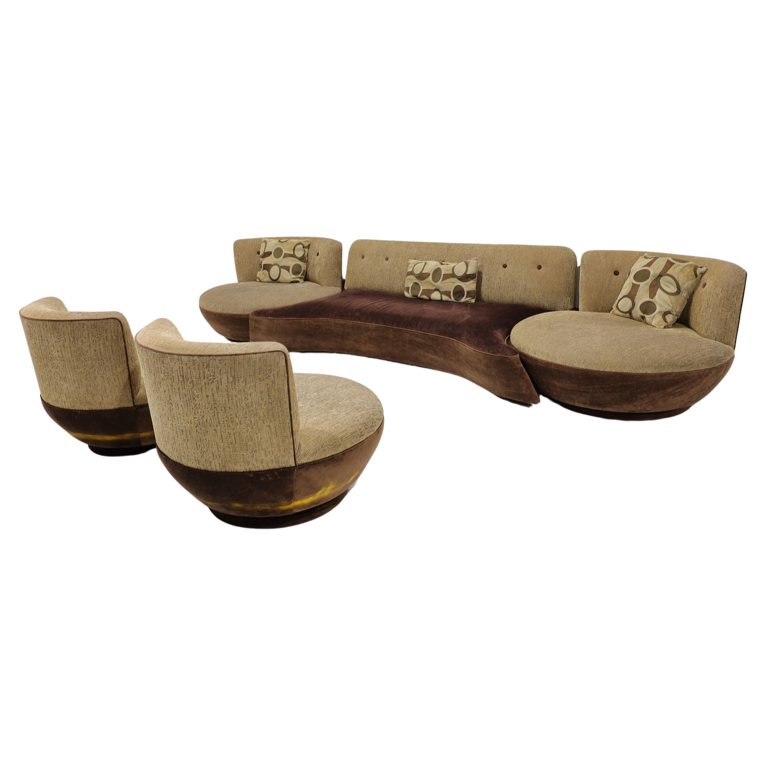 Milo Baughman for Thayer Coggin Sectional Sofa and Matching Swivel Chairs For Sale