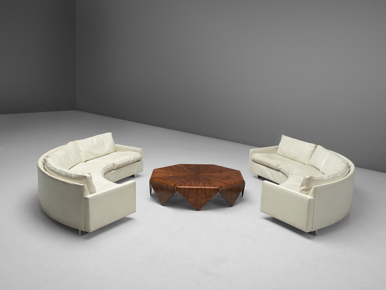 Mid-Century Modern Milo Baughman for Thayer Coggin Sectional White Leatherette Sofa