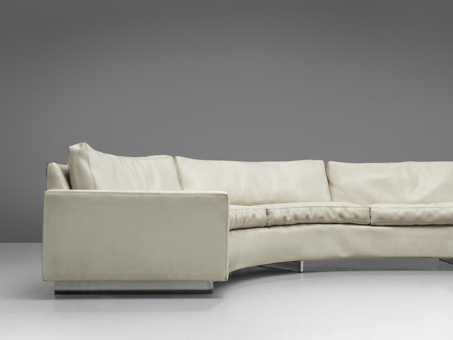 Milo Baughman for Thayer Coggin Sectional White Leatherette Sofa In Good Condition In Waalwijk, NL
