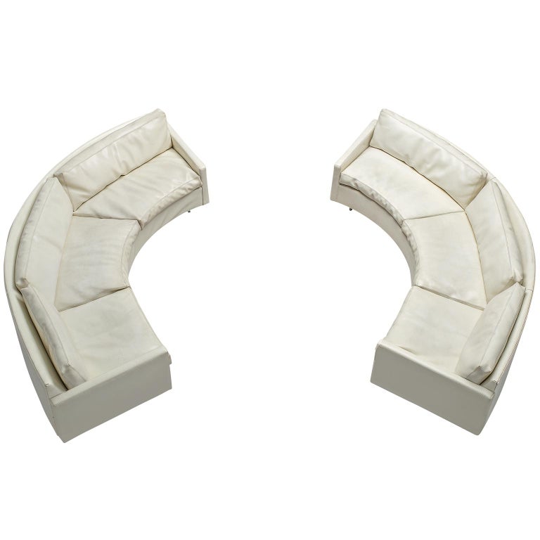 Milo Baughman for Thayer Coggin Sectional White Leatherette Sofa