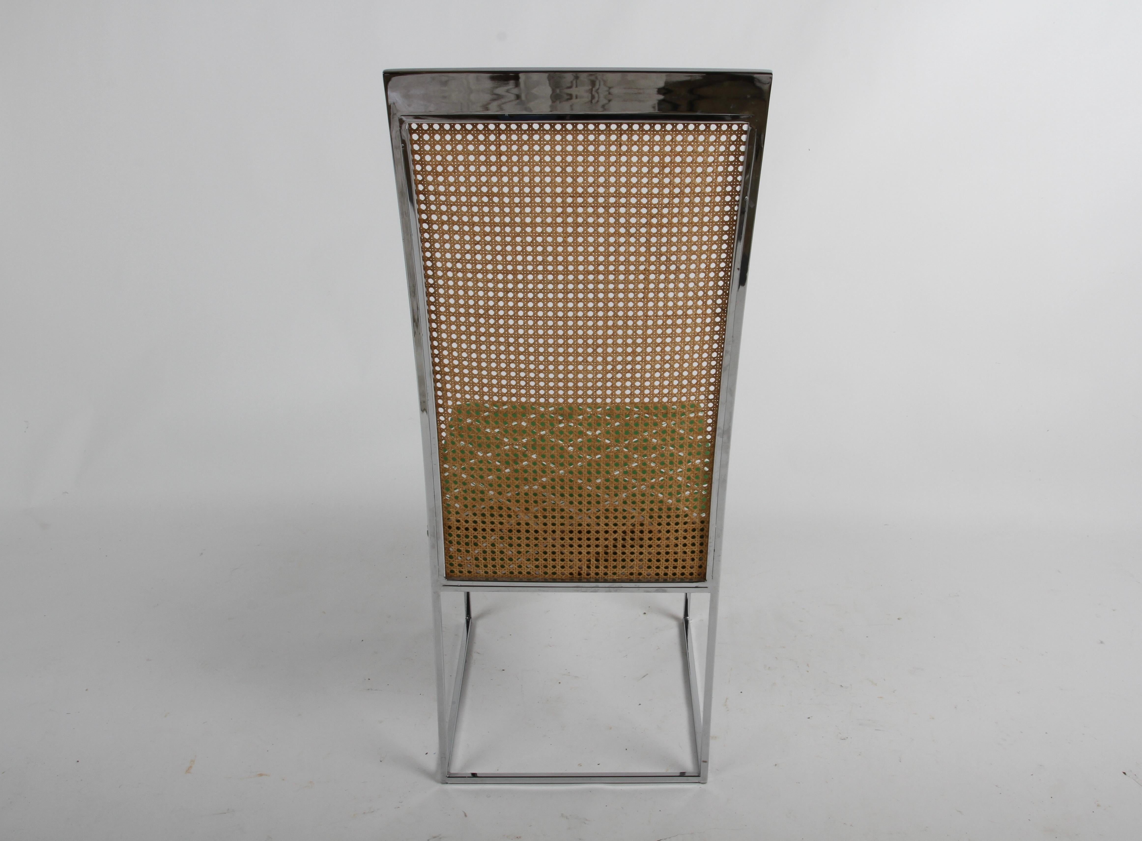 Milo Baughman for Thayer Coggin Set of 8 1970s Chrome & Rattan Dining Chairs For Sale 6